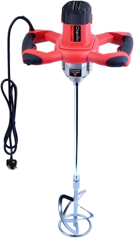 1600W Portable Electric Concrete Cement Plaster Grout Paint Thinset Mortar Paddle Mixer Pro Drill Mixer Stirring Tool Adjustable 6 Speed Handheld Standard 220V (1600W Red)