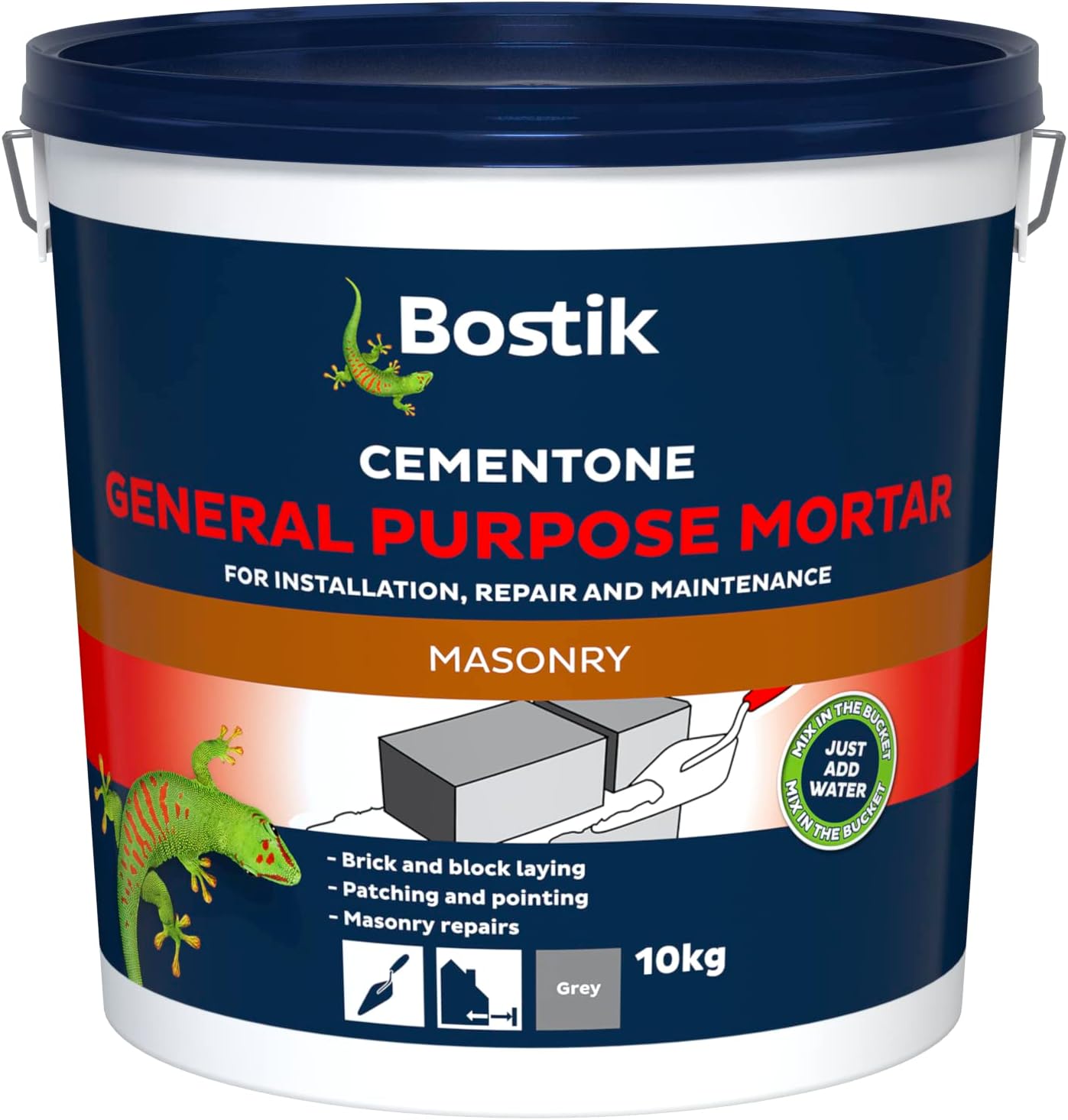 Bostik Cementone General Purpose Mortar, Pre-Mixed, Easy to Use, For Interior Exterior Repairs Maintenance, 10kg