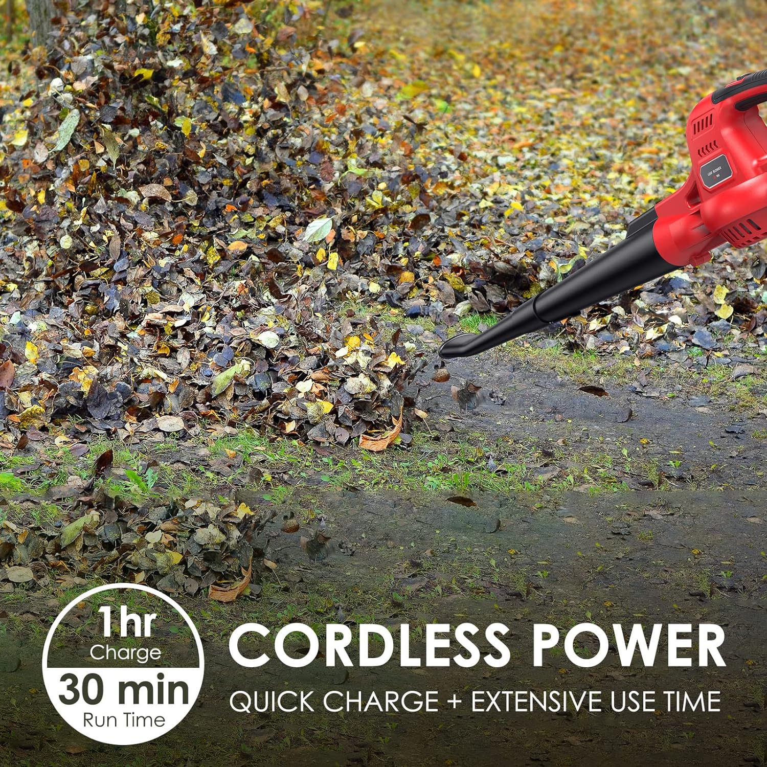 Cordless Leaf Blower 20V 60MPH/130MPH Powerful Air Blower, Portable Handheld Leaf Blower with Extension Tubes, 2-Speed Control, 2.0Ah Battery Fast Charger for Garden, Patio, Lawn