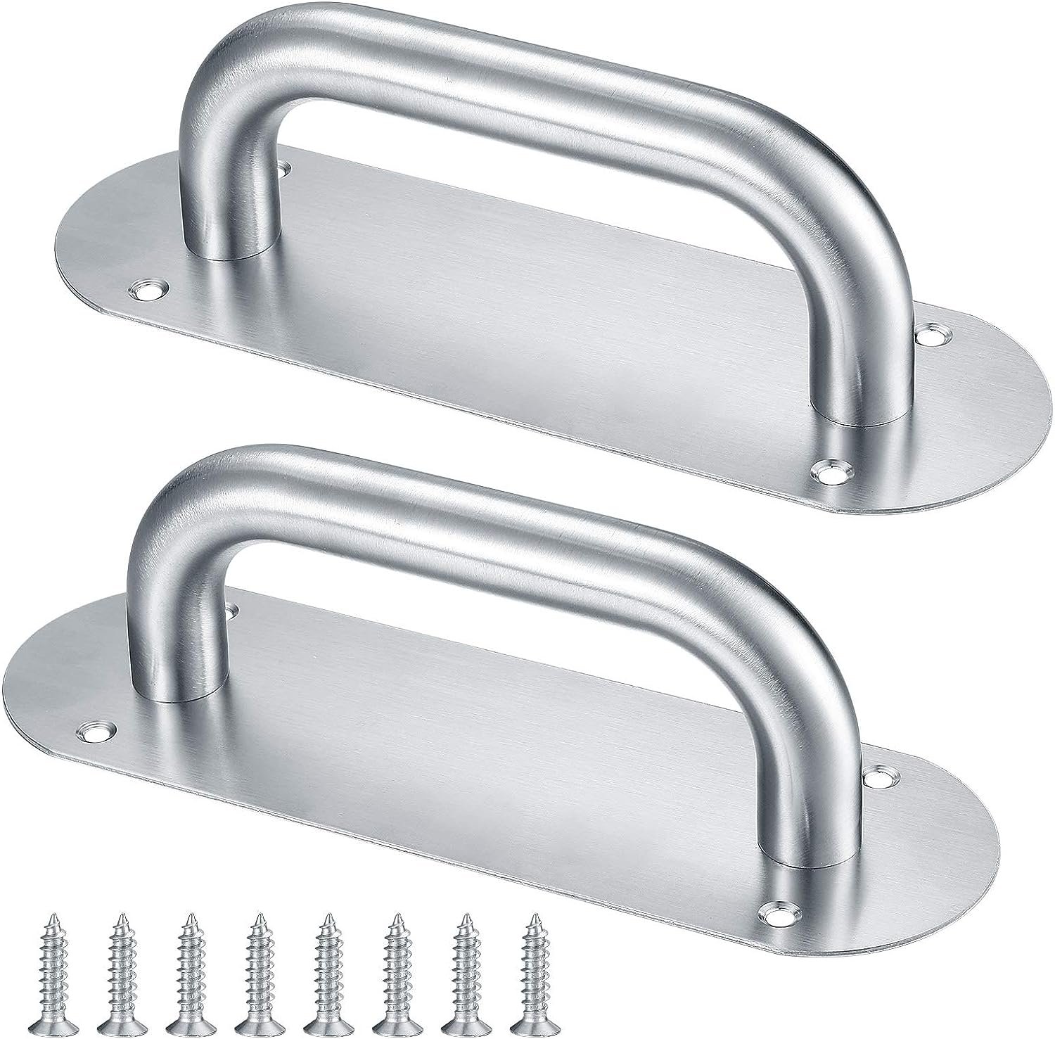 HAOCHEN Door Handles, Pull Push Door Handles with Back Plate, Gate Cabinet Cupboard Barn Shed Toilet Door Sliding Handles, Heavy Duty Pull Handles Hardware