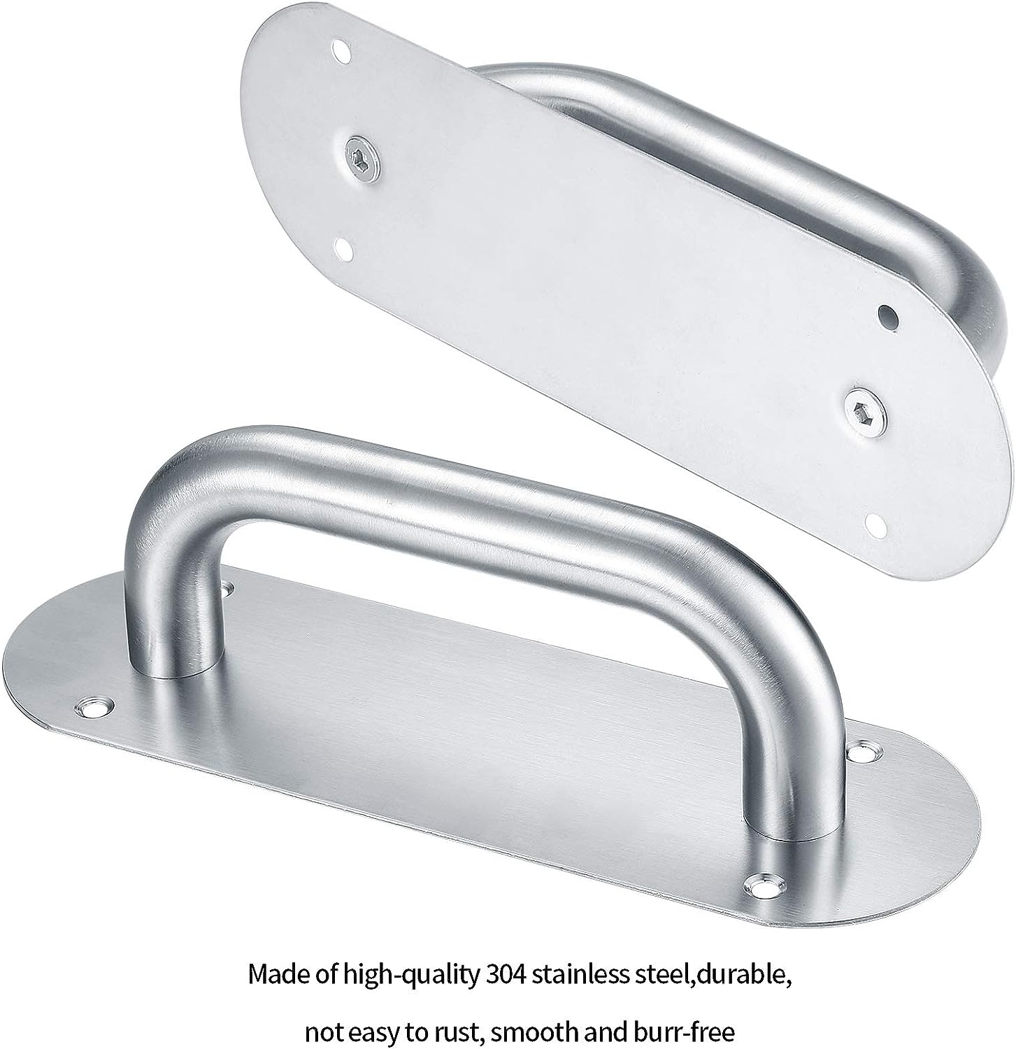 HAOCHEN Door Handles, Pull Push Door Handles with Back Plate, Gate Cabinet Cupboard Barn Shed Toilet Door Sliding Handles, Heavy Duty Pull Handles Hardware