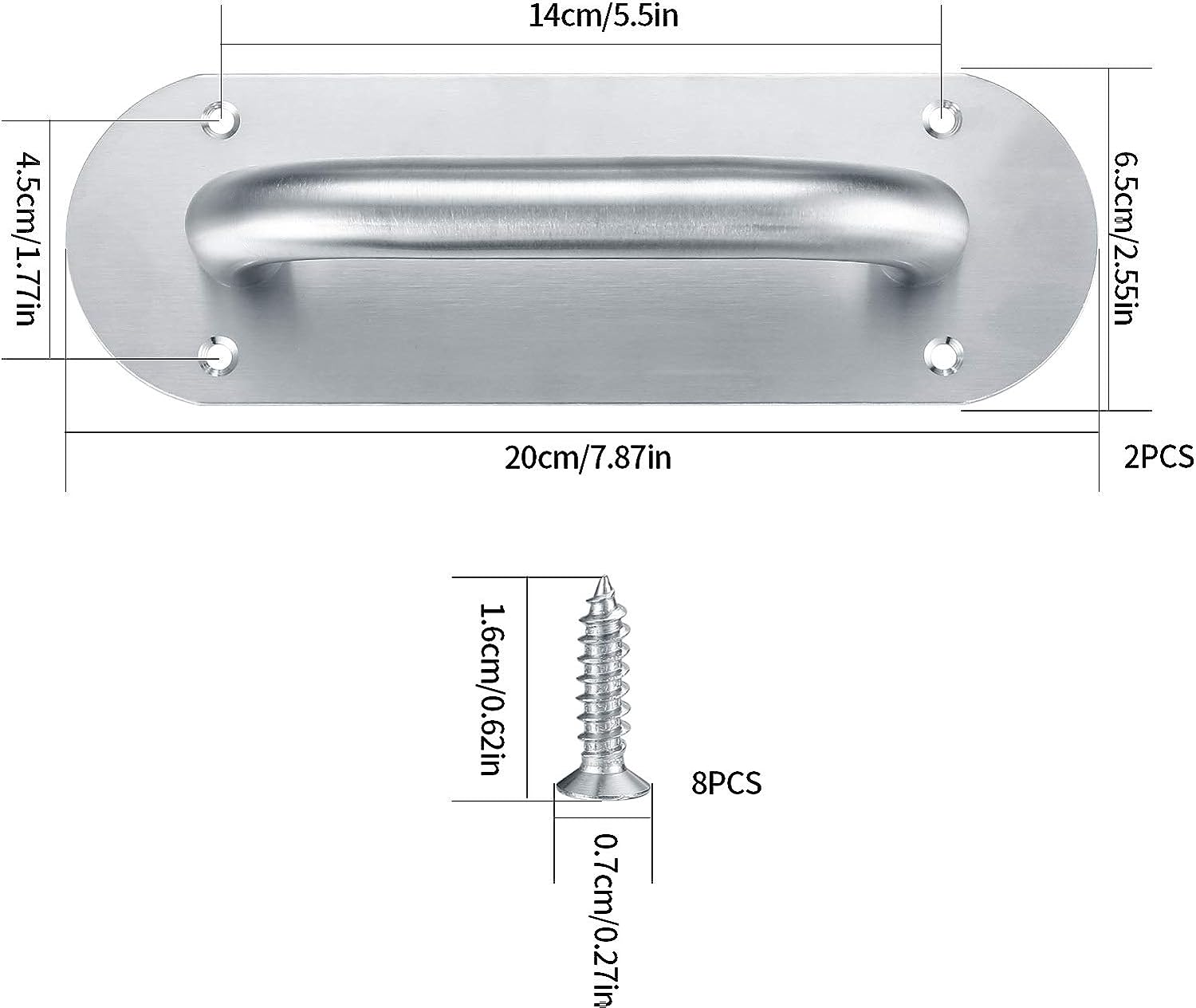 HAOCHEN Door Handles, Pull Push Door Handles with Back Plate, Gate Cabinet Cupboard Barn Shed Toilet Door Sliding Handles, Heavy Duty Pull Handles Hardware