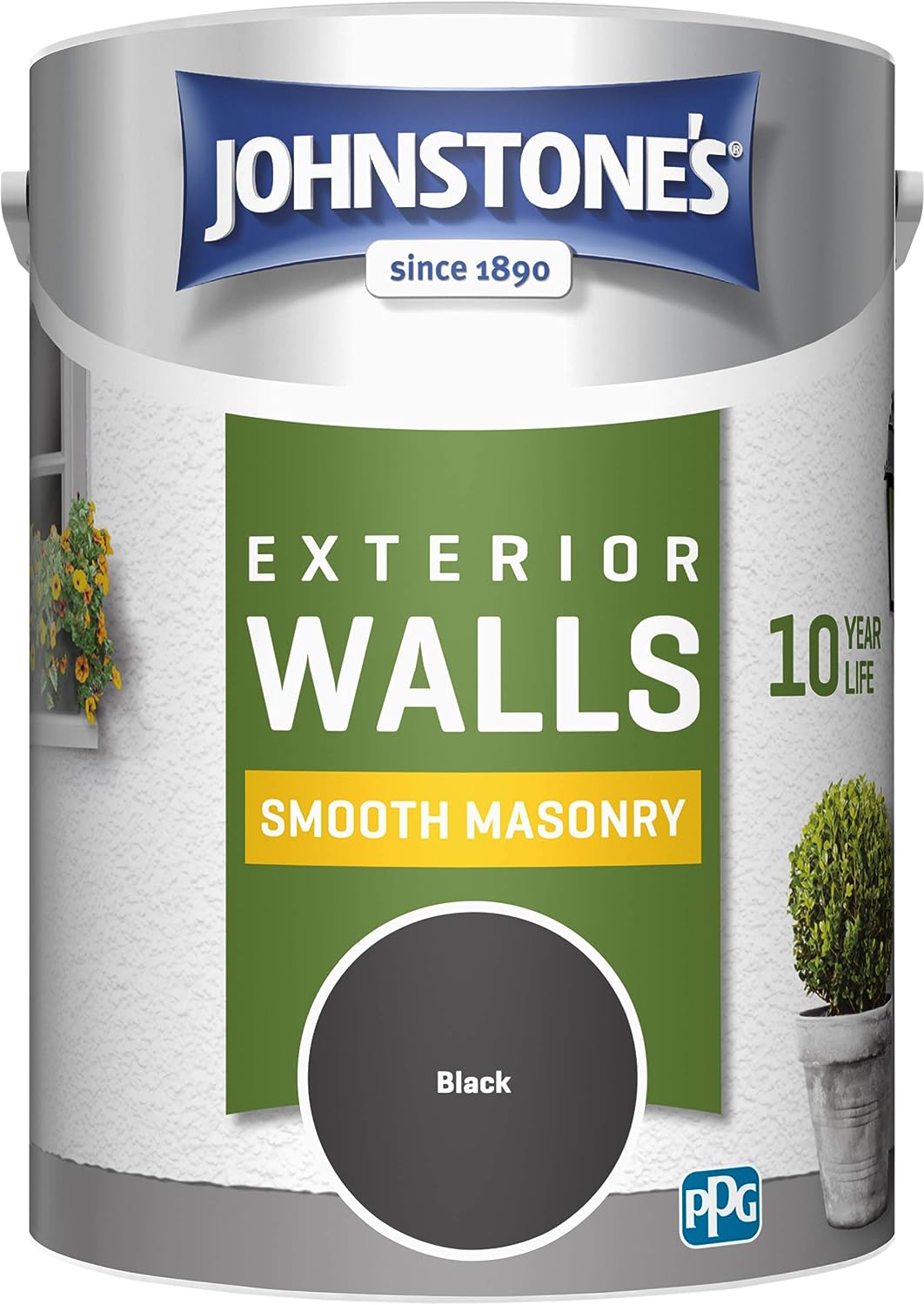 Johnstones 307116 Weatherguard Smooth Masonry Black, 5L