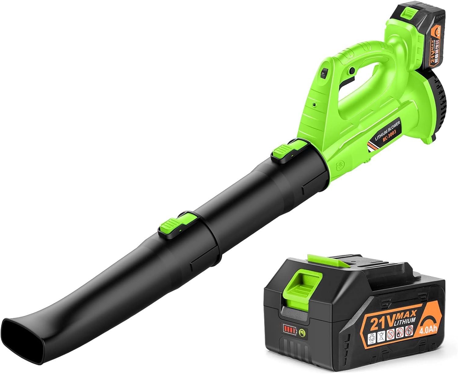 Leaf Blower - BHY 320 CFM 150 MPH Cordless Leaf Blower with 4.0Ah Battery Charger, 2 Section Tubes, 6-Speed Dial, Electric Leaf Blower for Dust, Snow Debris,Yard, Work Around The House