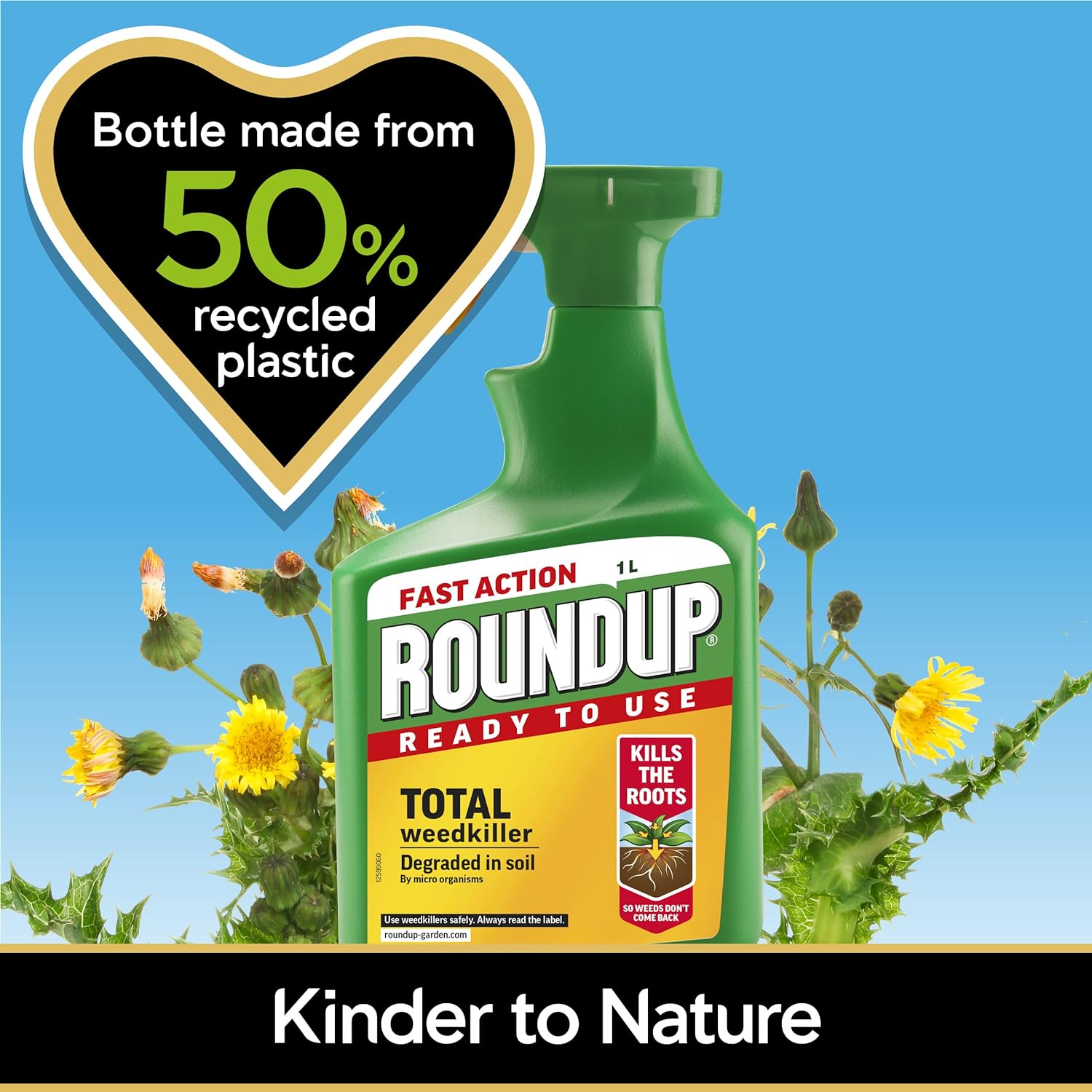 Roundup Total Fast Action Weed Killer, 1 Litre