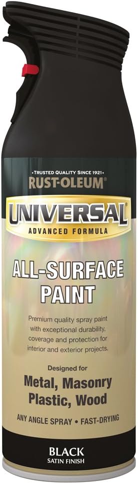 Rust-Oleum AE0160004E8 400ml Universal Spray Paint-Satin Black, 400 ml (Pack of 1)