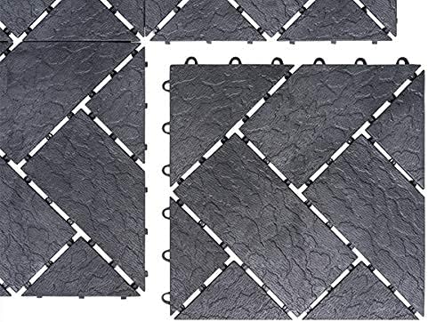 UPP Interlocking Tiles 30 x 30 cm | Quick Easy to Lay Outdoor Deck Tiles | Neat Flooring for Patio, Pool and Balcony [6 pcs, Slate]