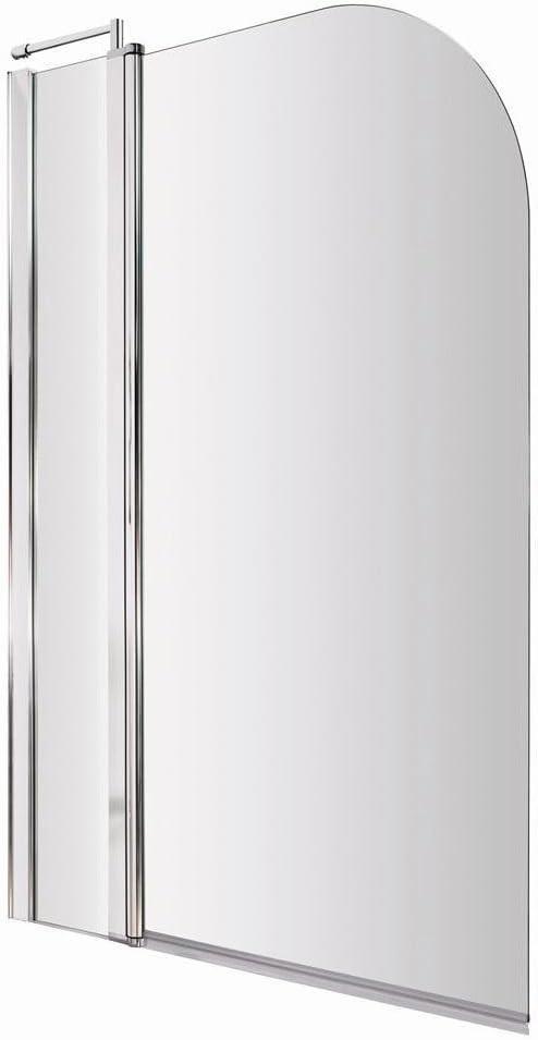 VeeBath Jade 6mm Curved Edge Toughened Safety Glass Bath Screen Panel Shower Door Chrome - 1400x800mm