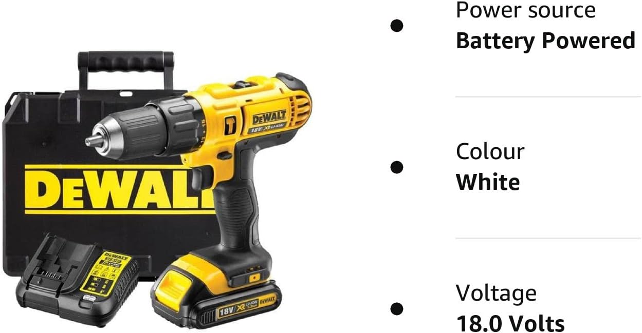 DEWALT 18V CORDLESS LITHIUM LXT COMBI DRILL,DRILL DRIVER WITH HAMMER ACTION FACILITY COMPLETE WITH LITHIUM BATTERY,FAST CHARGER,HEAVY DUTY CARRYING CASE