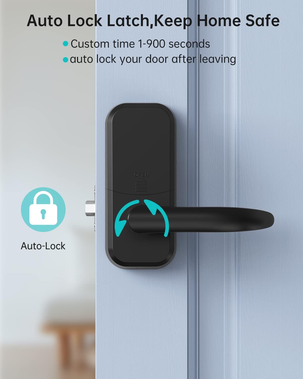 Fingerprint Smart Lock Door Handle, hornbill 6-in-1 Keyless Entry Keypad Digital Door Lock, Smart Locks for Front Door, Smart Lock Deadbolt with Lever, Reversible Handle Passcodes Free App IC Cards