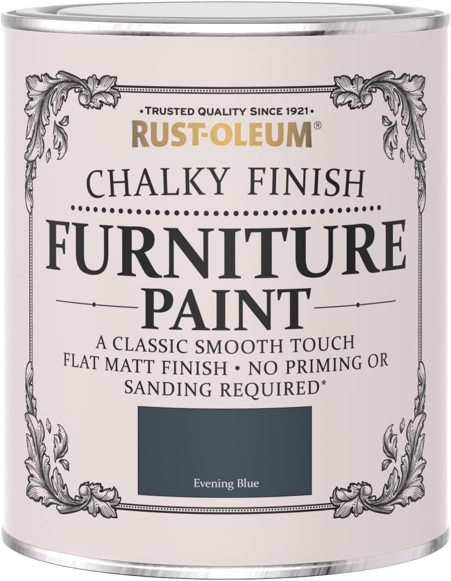 Rust-Oleum Dark Blue Upcycled Furniture Paint in Chalky Finish - Evening Blue 750ml