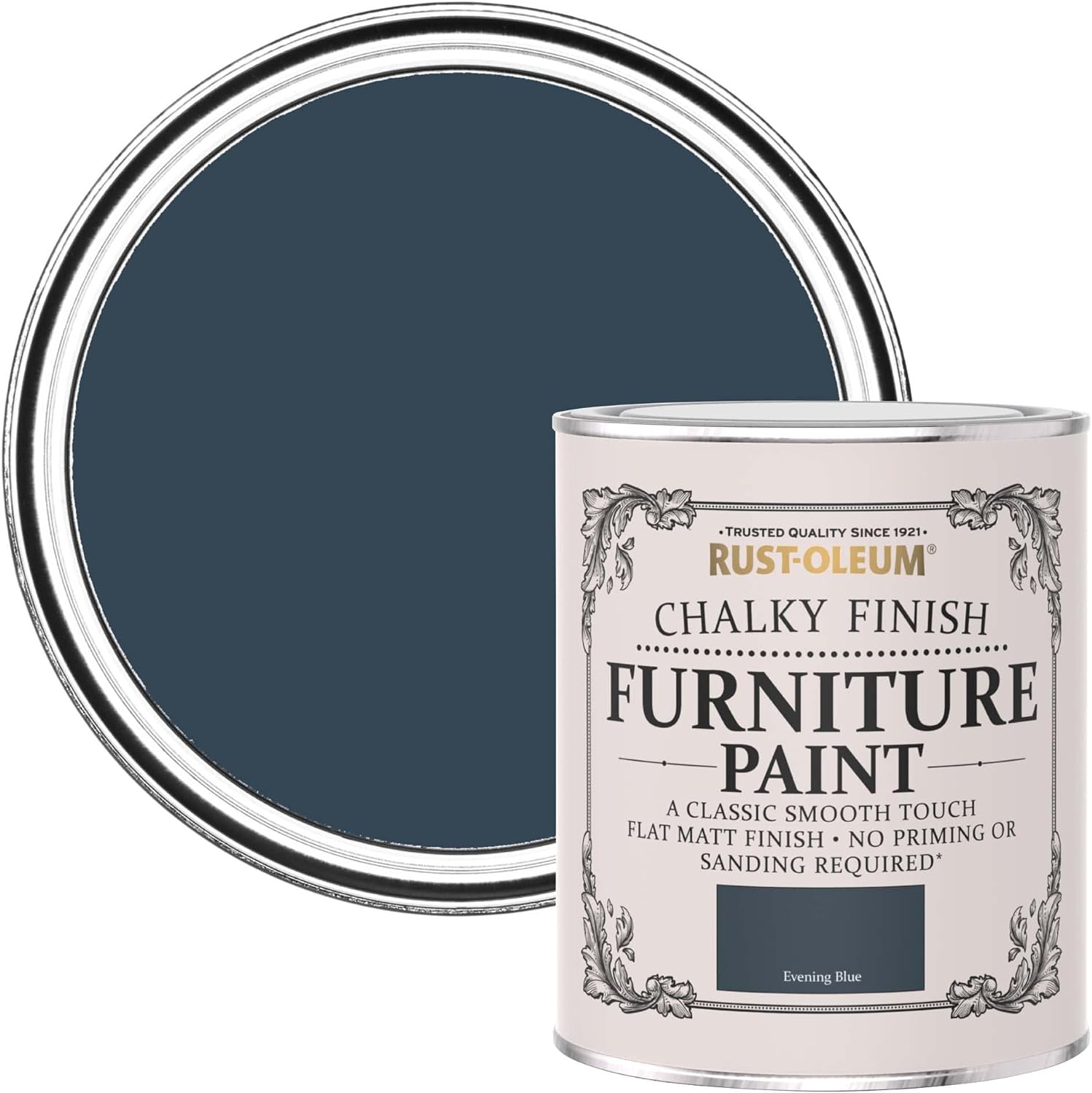 Rust-Oleum Dark Blue Upcycled Furniture Paint in Chalky Finish - Evening Blue 750ml