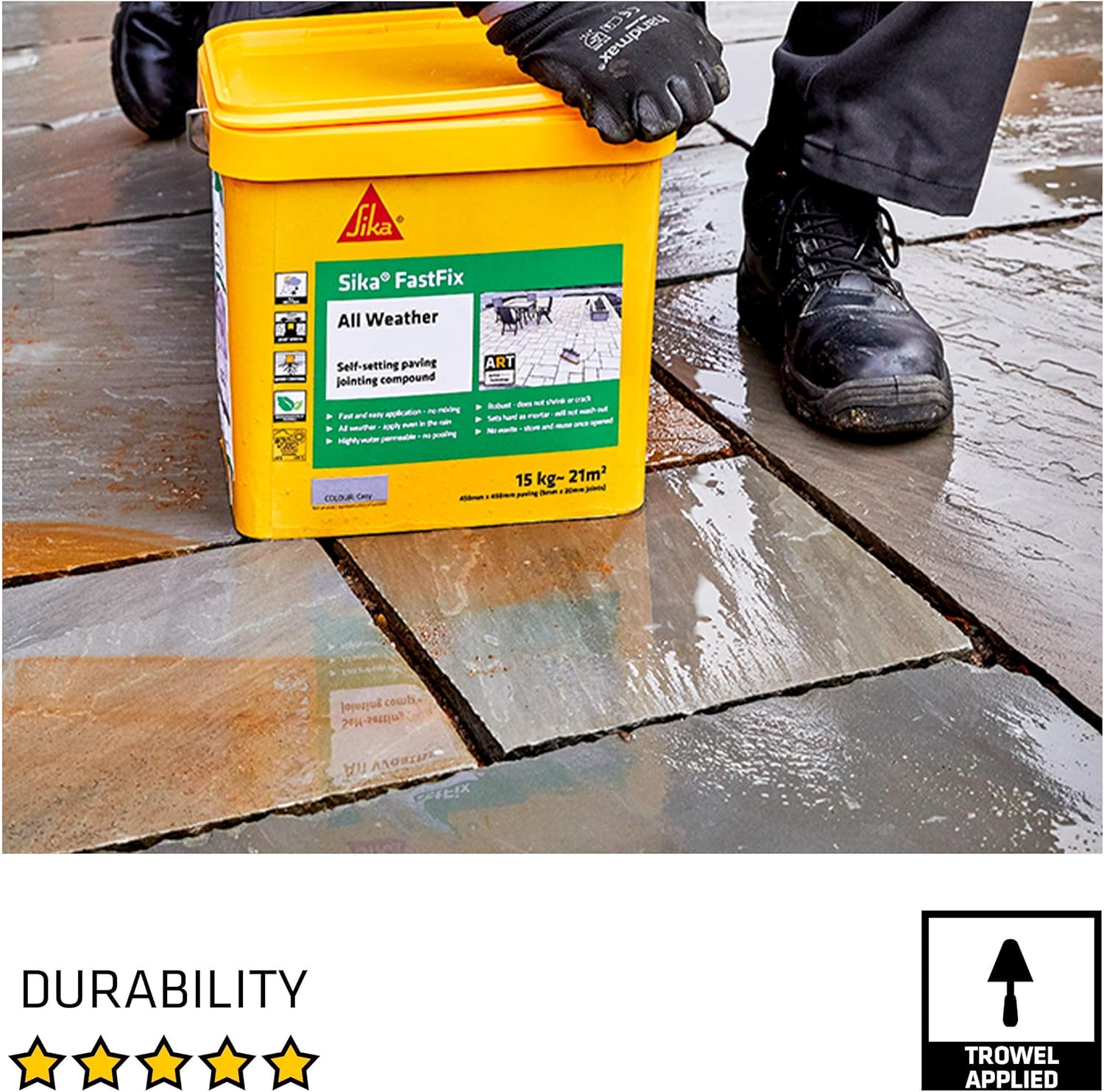 Sika Fast Fix All Weather | Ready to Use, Self-Setting Paving Jointing Compound for Any Weather, Suitable for Stones Setts, Paving Block and Footpaths - Deep Grey - 14kg - 20 sq.m