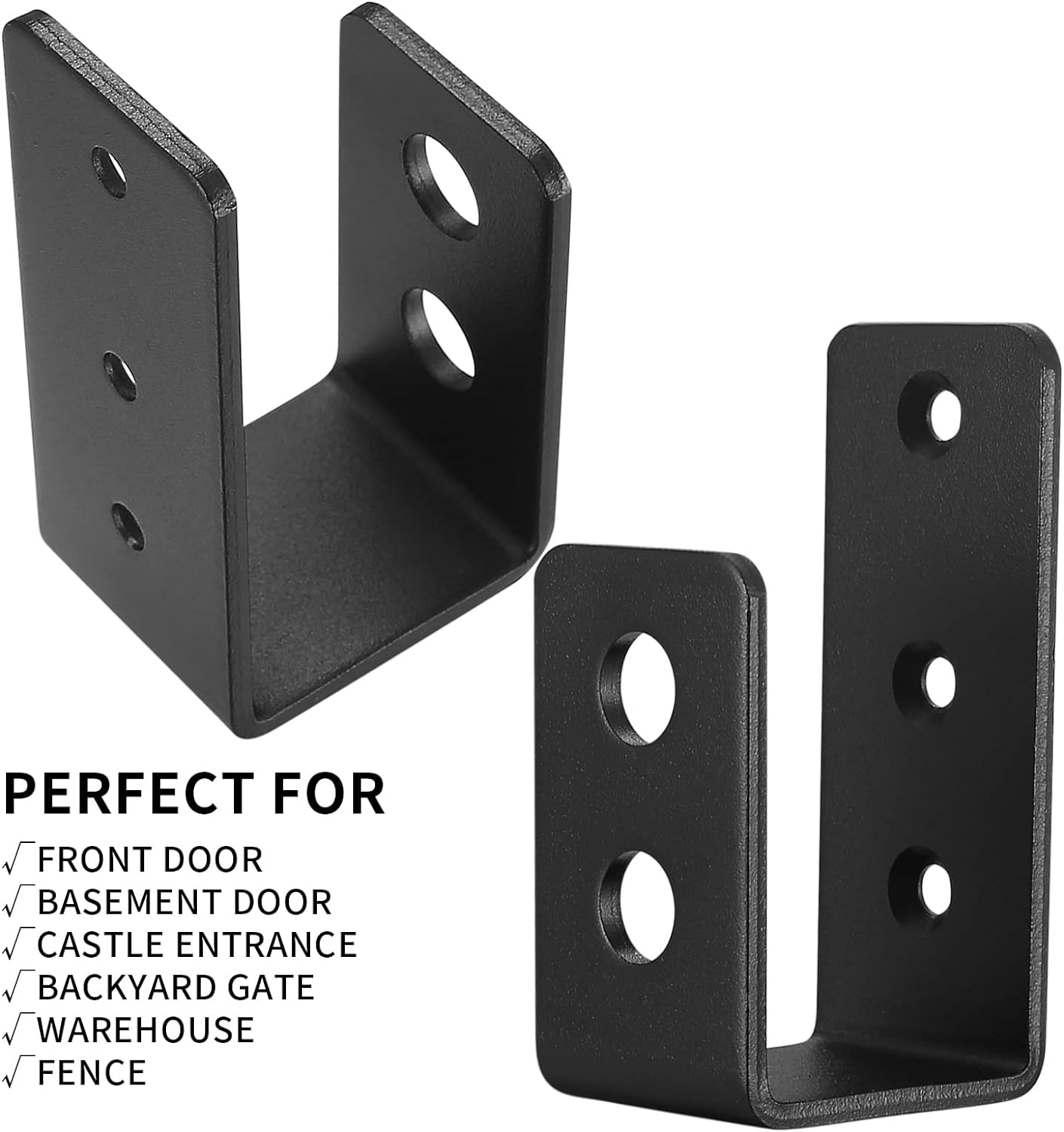 2 Pcs Door Barricade Brackets, Door Barricade Clamps U Brackets, U Shaped Bar Security Door Locks Brackets, for Home Barn Shed Garage Gate Door Reinforcement, Fits 2 x 4 Lumber, with Screws… (Square)