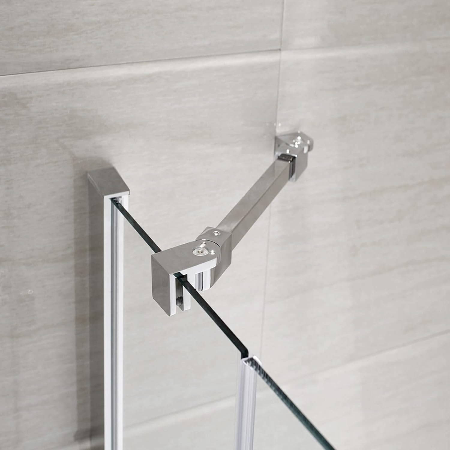 40cm Stainless Steel Shower Glass Support Bar, Frameless Shower Door Fixed Panel for Wetrooms Shower Enclosures, Wall-to-Glass Support Bar for 8mm-12mm Thick Glass