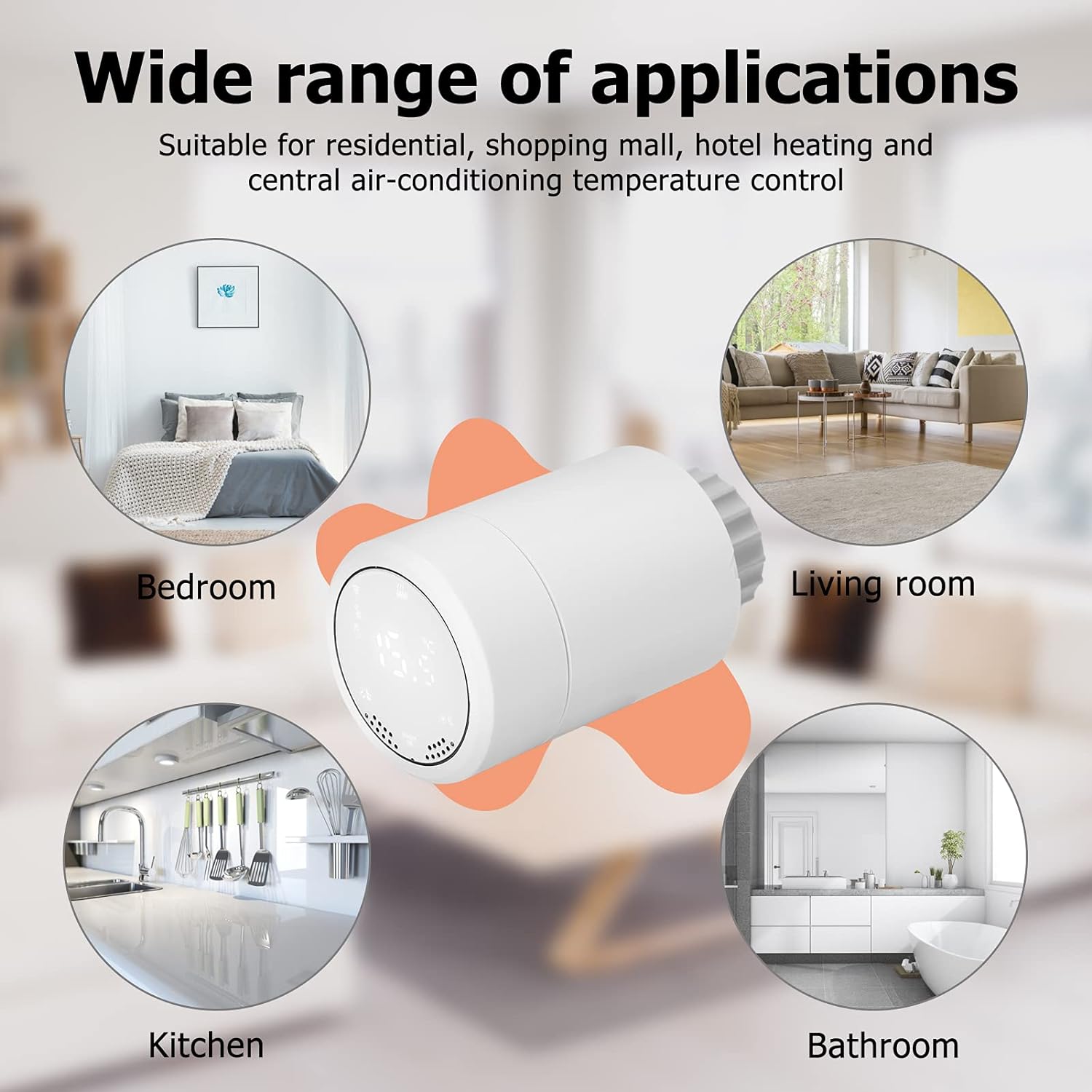 Ailao Radiator Thermostat, Radiator Valve Smart Radiator Valve Thermostatic Radiator Valve Heating System Temperature Control Heads Controlled by Mobile Phone APP for Home Office