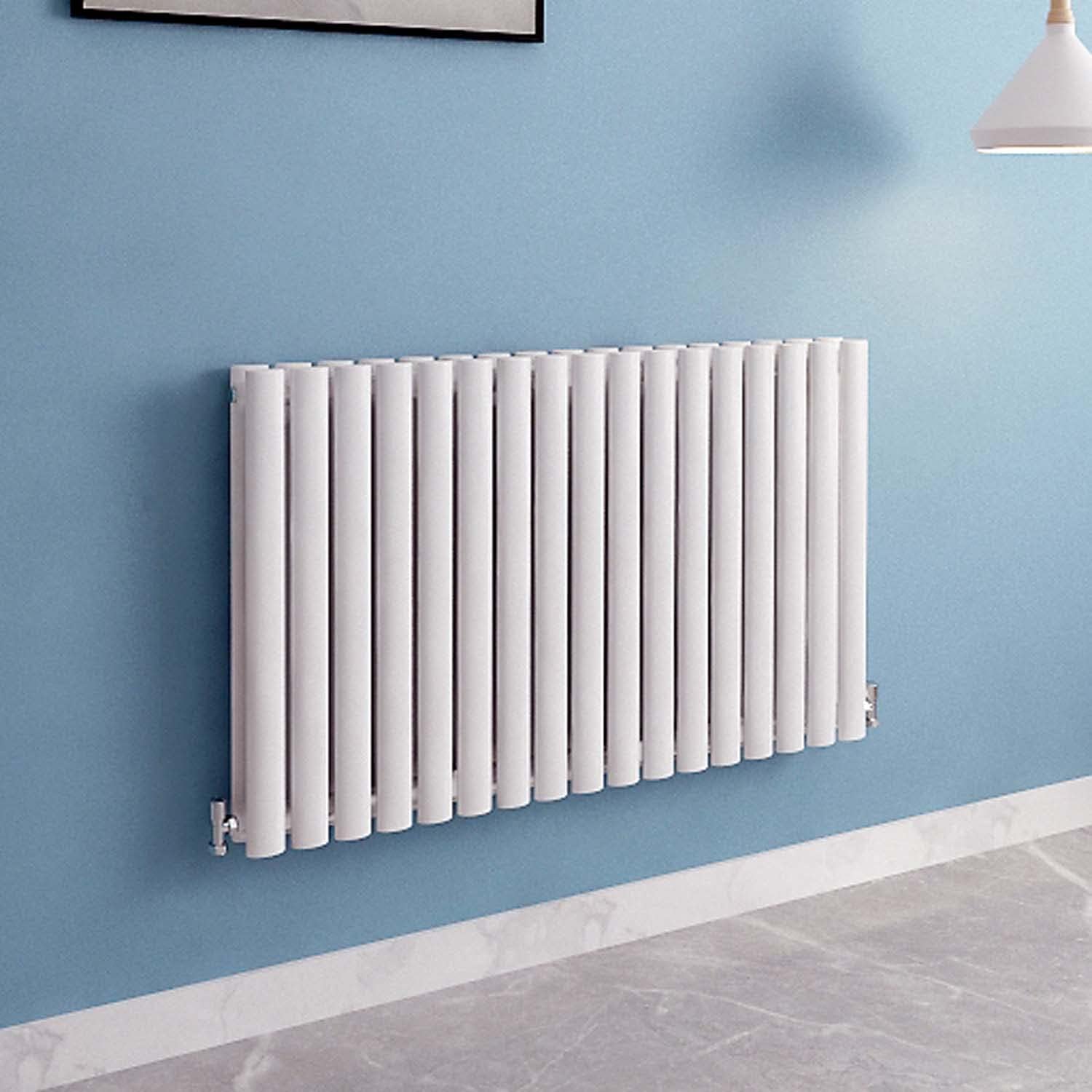 Anthracite Radiators Single Oval Column Panel Horizontal 600mm Wide Low Radiator Centre Heating for Bathroom Kitchen Living Room Small Large Average