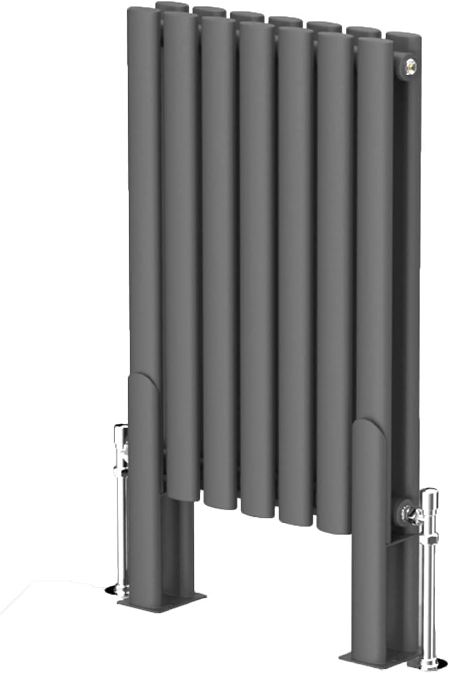 Anthracite Radiators Single Oval Column Panel Horizontal 600mm Wide Low Radiator Centre Heating for Bathroom Kitchen Living Room Small Large Average