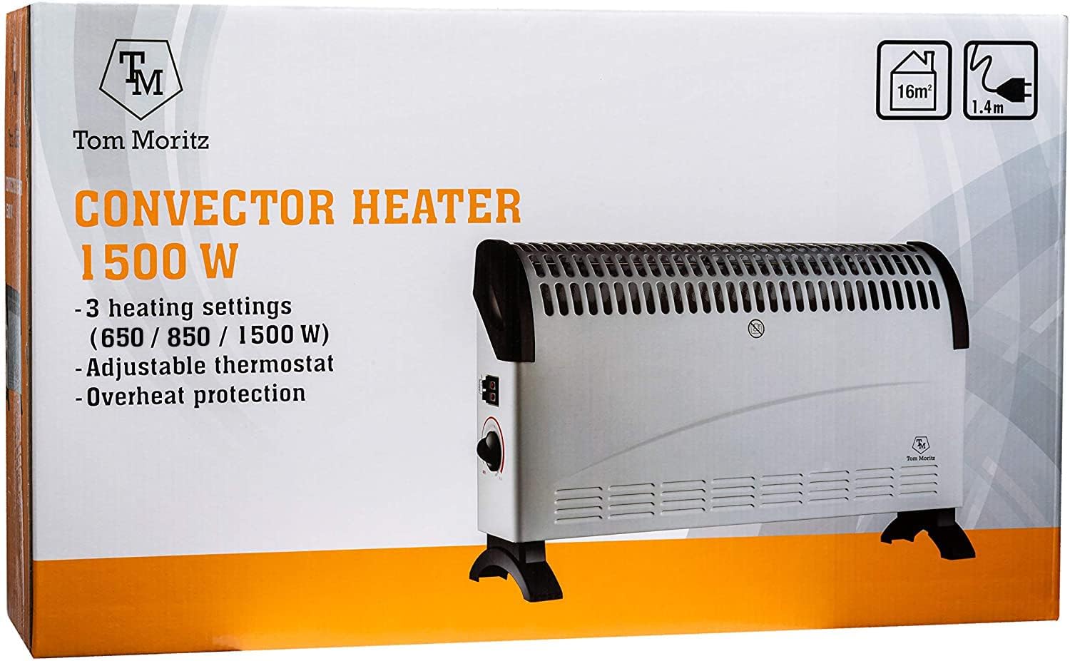 Convector Radiator Heater with Adjustable Thermostat/Adjustable 3 Heat Settings (650/850/1500 W) / Electrical/Convection Heating/Oil-Free Radiator By Tom Moritz