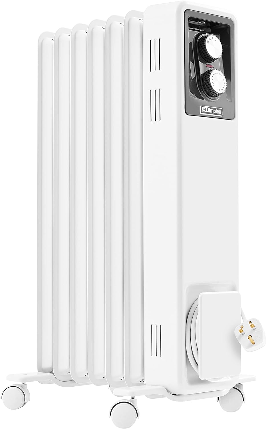 Dimplex X-078094 1.5kW Radiator, Oil Free Eco Column Heater, Freestanding Electric Heating Unit, Quiet Plug In Lightweight Portable Compact Electric Home Heater with Thermostat – White