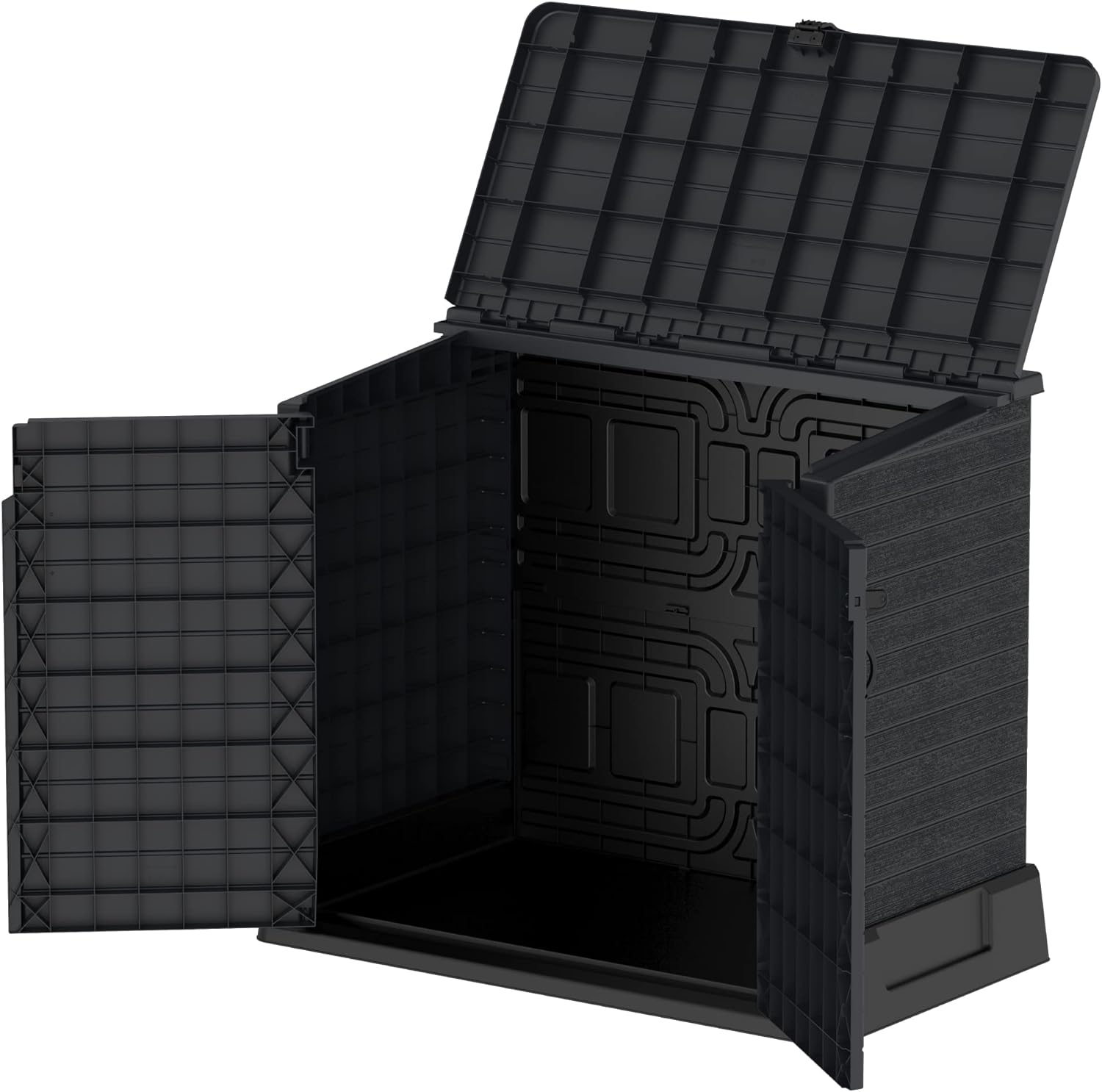 Duramax Cedargrain StoreAway 850L Plastic Garden Storage Shed - Outdoor, Wheelie bin box, Durable Construction, Ideal for Tools, BBQs 2x 120L Garbage Bins, 130x74x110 cm, Dark Grey : Amazon.co.uk: Garden