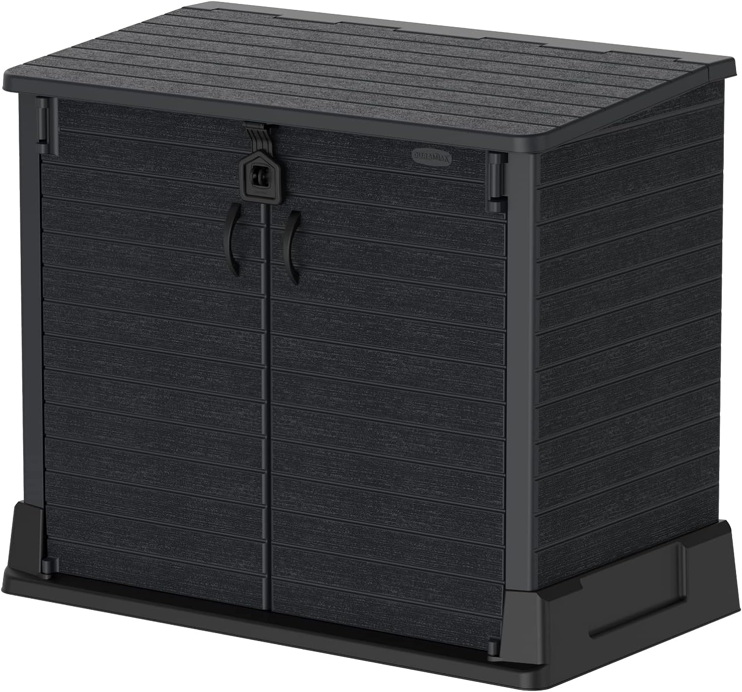 Duramax Cedargrain StoreAway 850L Plastic Garden Storage Shed - Outdoor, Wheelie bin box, Durable Construction, Ideal for Tools, BBQs 2x 120L Garbage Bins, 130x74x110 cm, Dark Grey : Amazon.co.uk: Garden