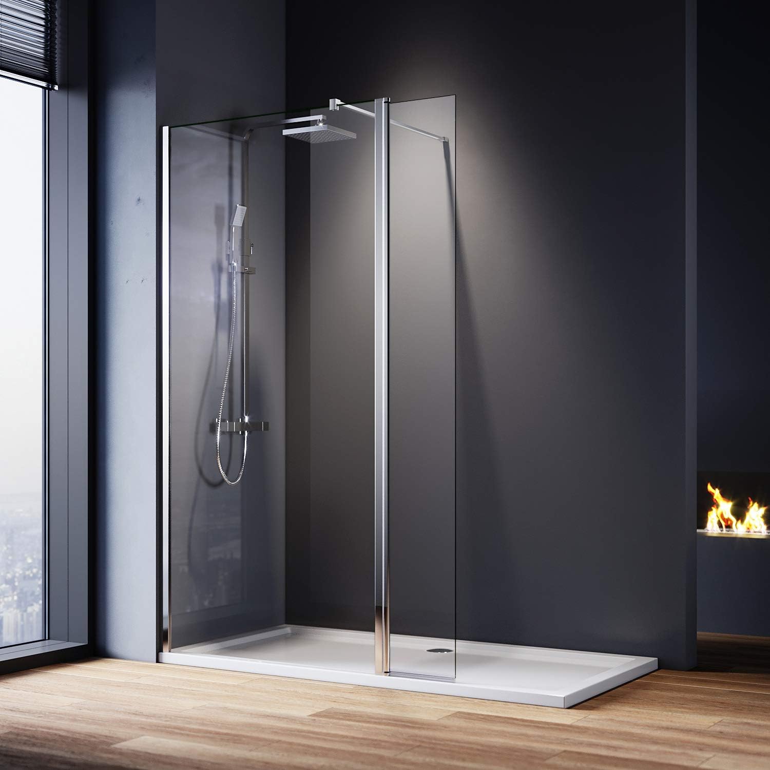 ELEGANT 1000mm Wetroom Shower Screen Panel Walk in Shower Enclosure 8mm Easy Clean Glass