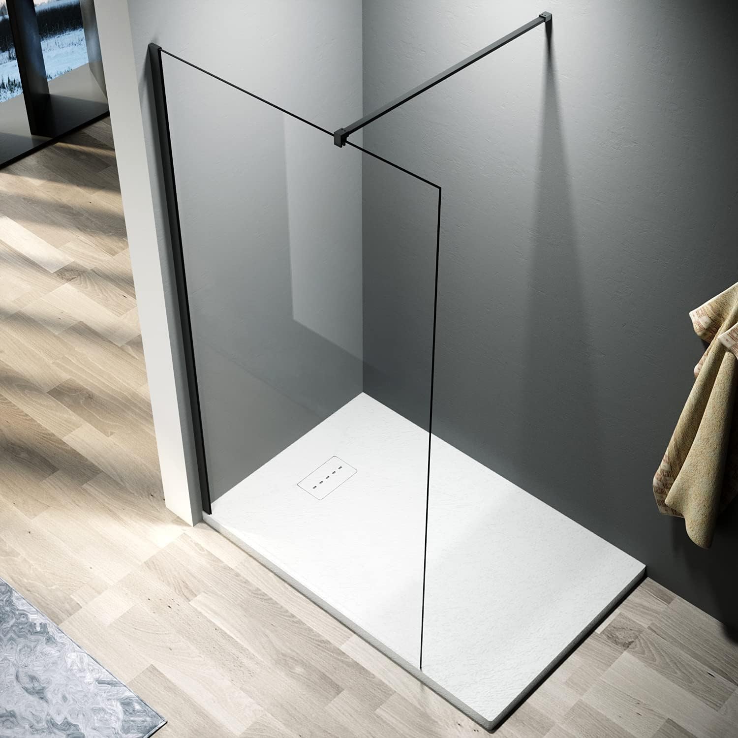 ELEGANT 1000mm Wetroom Shower Screen Panel Walk in Shower Enclosure 8mm Easy Clean Glass