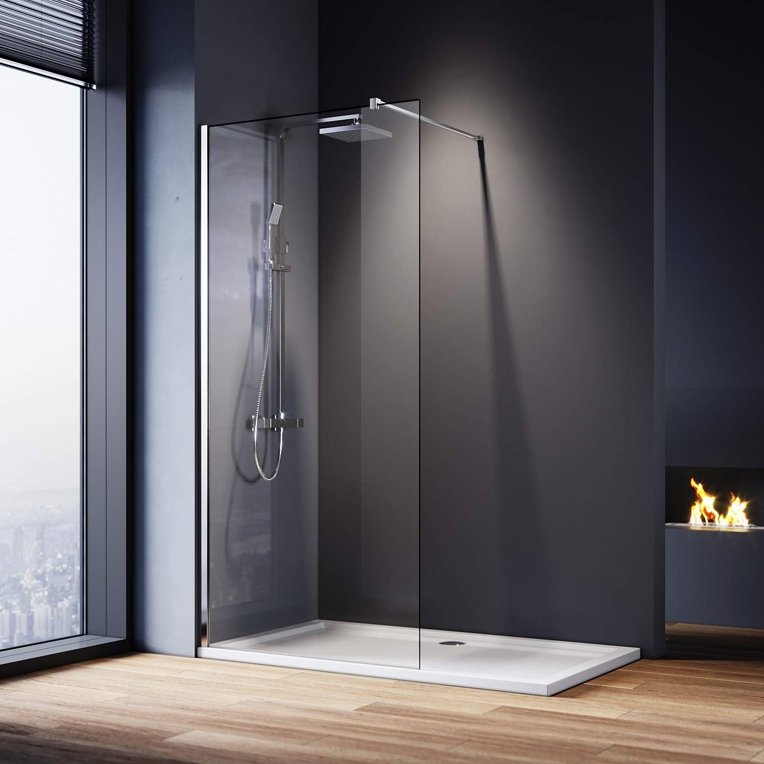 ELEGANT 1000mm Wetroom Shower Screen Panel Walk in Shower Enclosure 8mm Easy Clean Glass