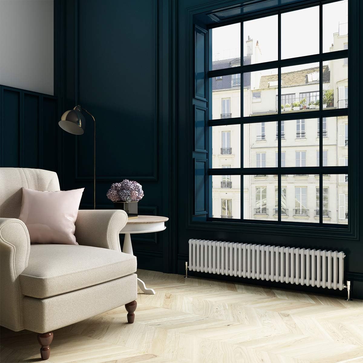 ELEGANT 300 x 1505 mm Traditional 2 Column Radiators Horizontal Double Panel Cast Iron Central Heating Colosseum Rads