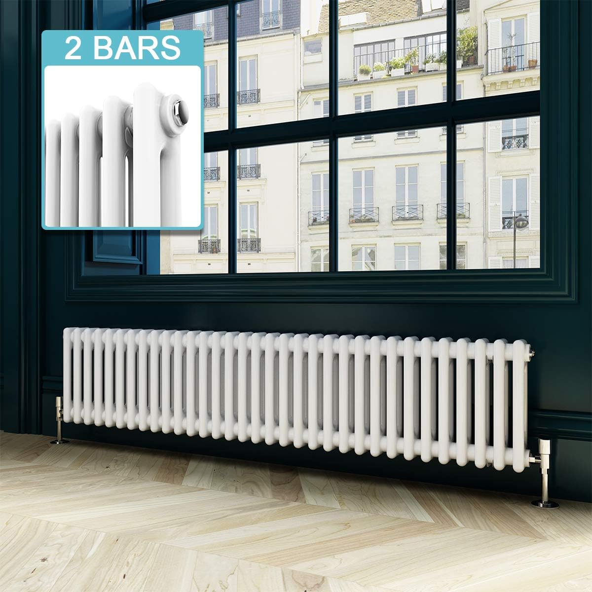 ELEGANT 300 x 1505 mm Traditional 2 Column Radiators Horizontal Double Panel Cast Iron Central Heating Colosseum Rads