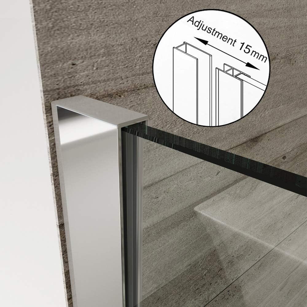 ELEGANT 800x1850mm Walk in Shower Enclosure Wet Room Screen Panel 6mm Tougheded Safety Glass with Support Bar