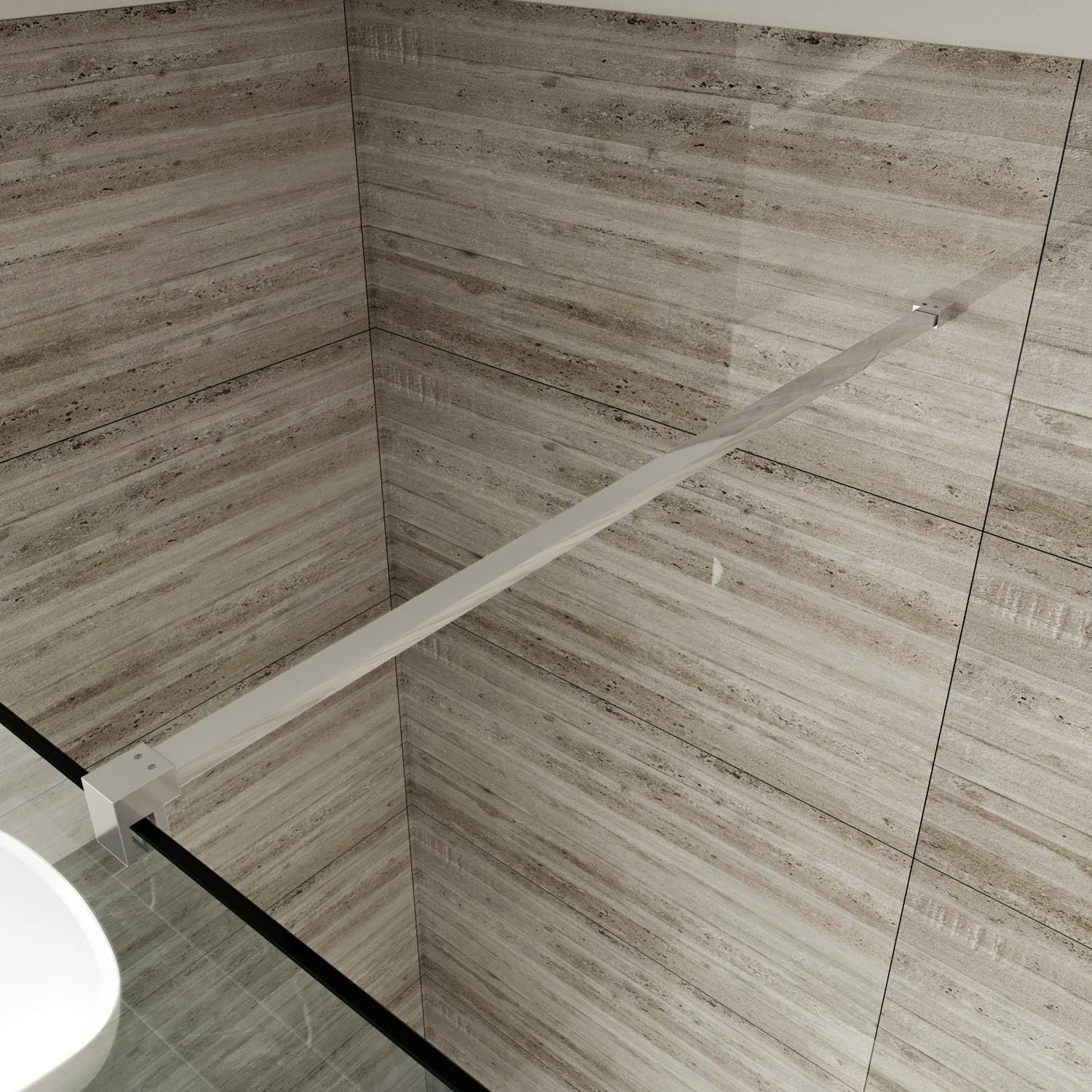 ELEGANT 800x1850mm Walk in Shower Enclosure Wet Room Screen Panel 6mm Tougheded Safety Glass with Support Bar