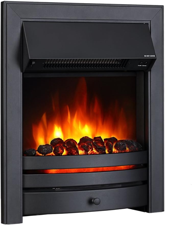 Endeavour Fires Roxby Inset Electric Fire Black Trim and Fret, 220/240Vac 12kW, 7 Day Programmable Remote Control Electric Fire (without spacer)