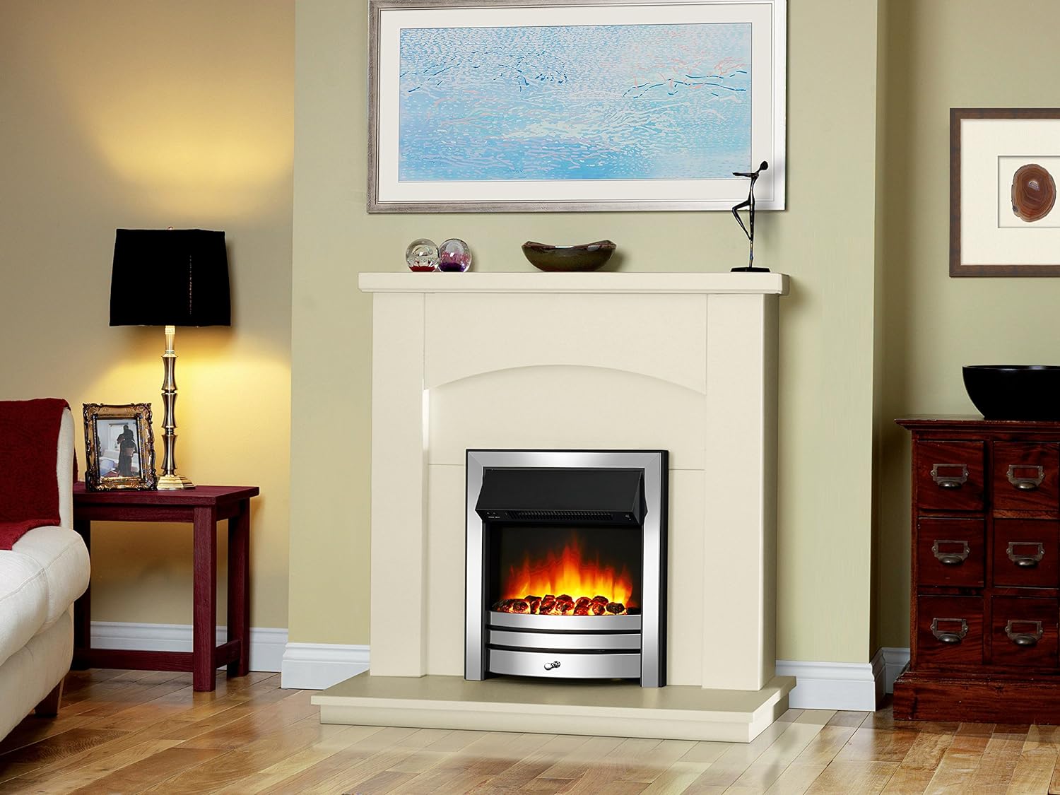 Endeavour Fires Roxby Inset Electric Fire Black Trim and Fret, 220/240Vac 12kW, 7 Day Programmable Remote Control Electric Fire (without spacer)