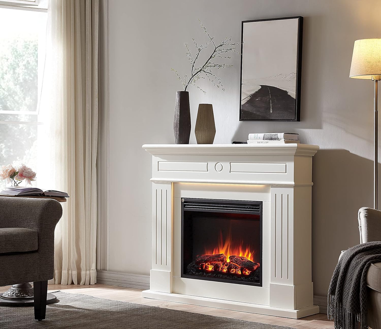 Everleigh Electric 110cm / 43 Fireplace Suite Multiple Colour Options Avaliable (WHITE)