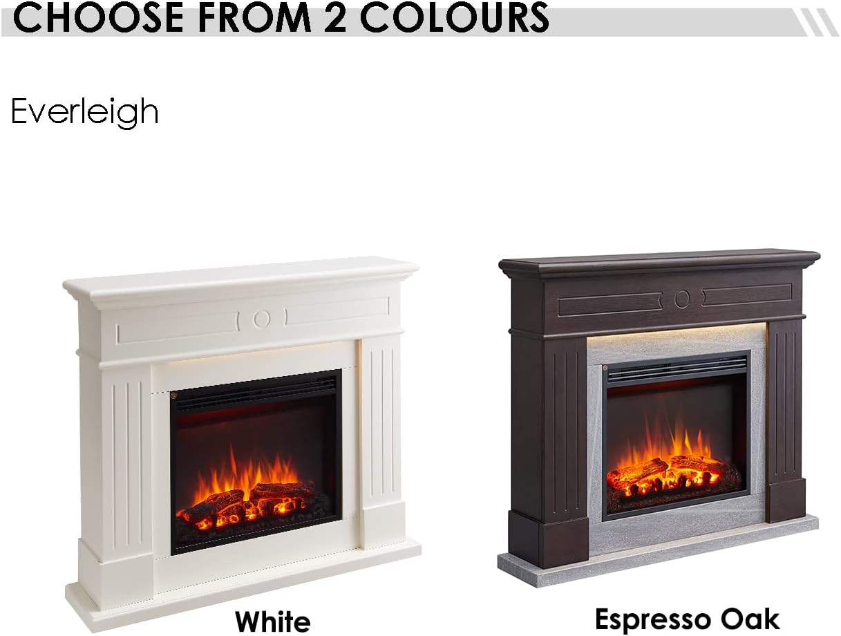 Everleigh Electric 110cm / 43 Fireplace Suite Multiple Colour Options Avaliable (WHITE)