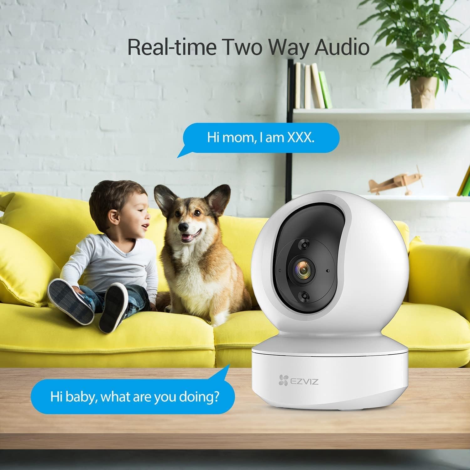 EZVIZ Indoor Wifi Camera with App, Alexa Google Control, Security Camera Wireless 2.4GHz, Pan Tilt 360°, Baby Monitor, 1080P, Motion Detection, Auto Tracking, Two Way Talk, Alarm, Night Vision (TY1)