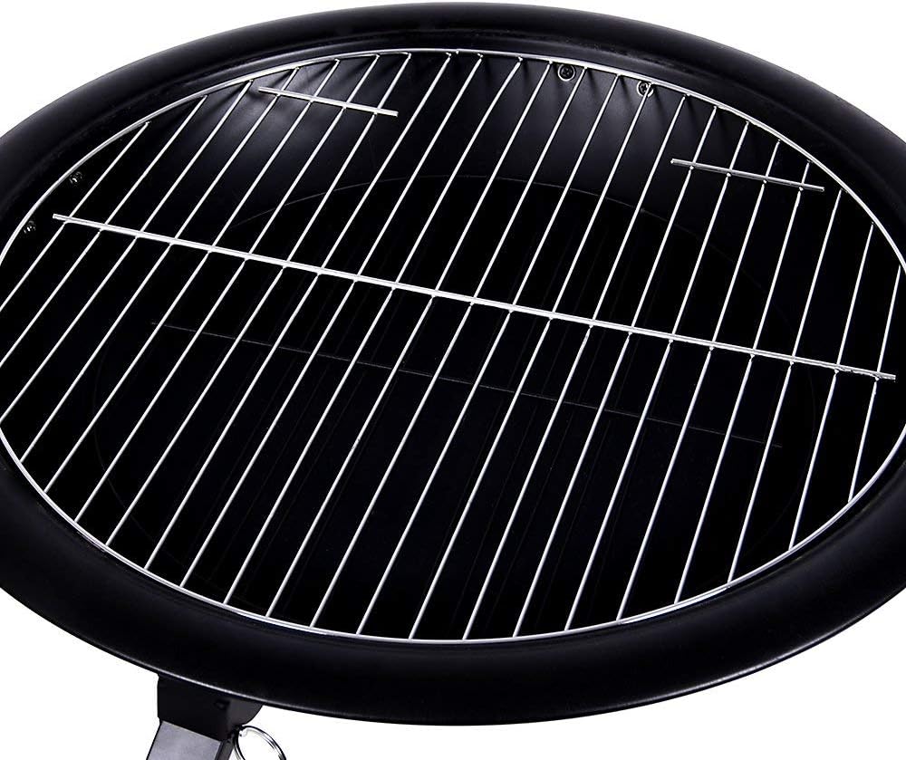 Garden Vida Large Fire Pit Steel Folding Outdoor Garden Patio Heater Grill Camping Bowl BBQ with Poker, Grate, Grill and Cover