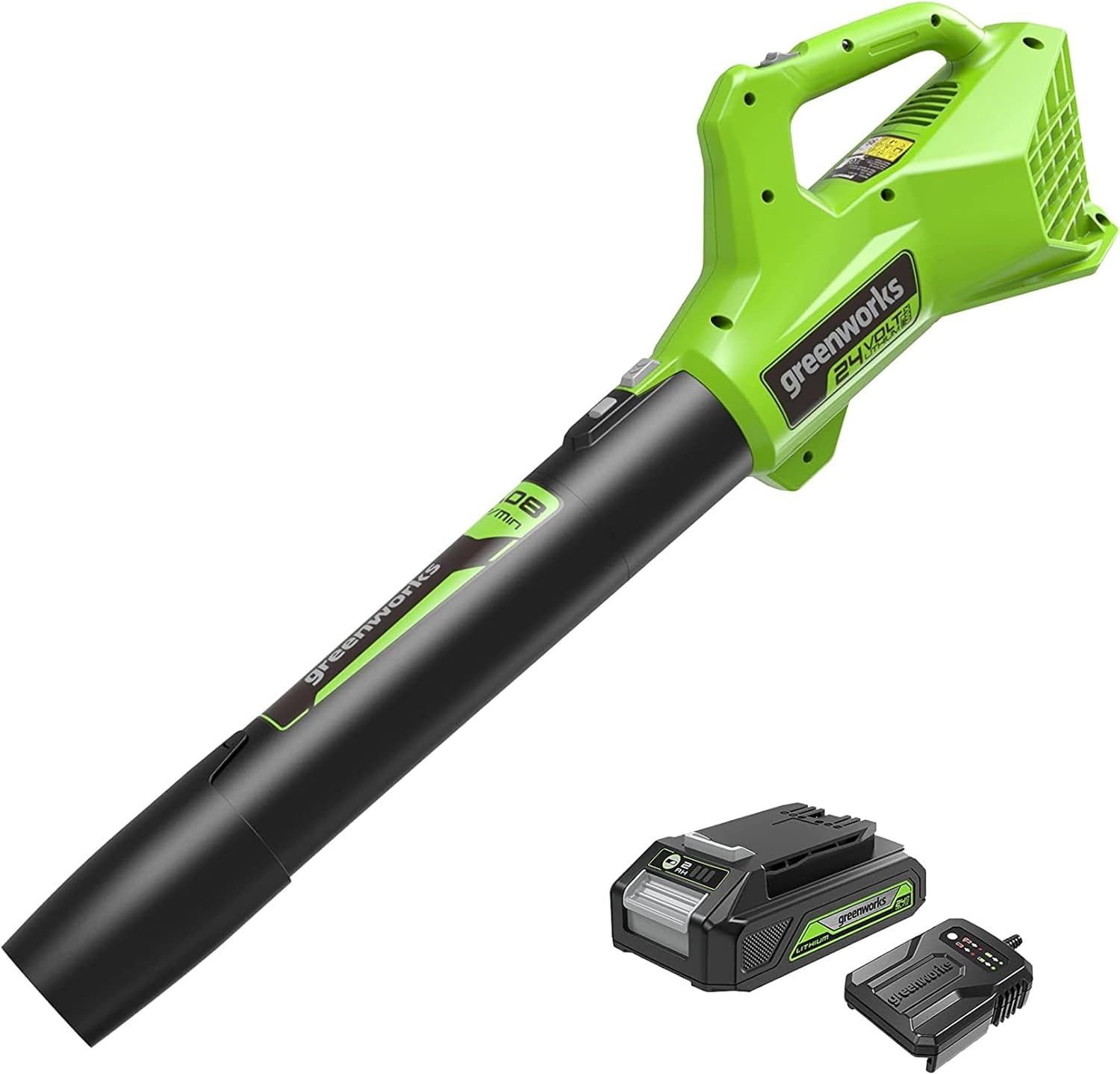 Greenworks Cordless Leaf Blower, Lightweight Axial Battery Leaf Blower 161km/h 9.4m3/min WITHOUT 24V Battery Charger, Electric Leaf Blower Cordless Garden Blower, 3 Year Guarantee G24AB