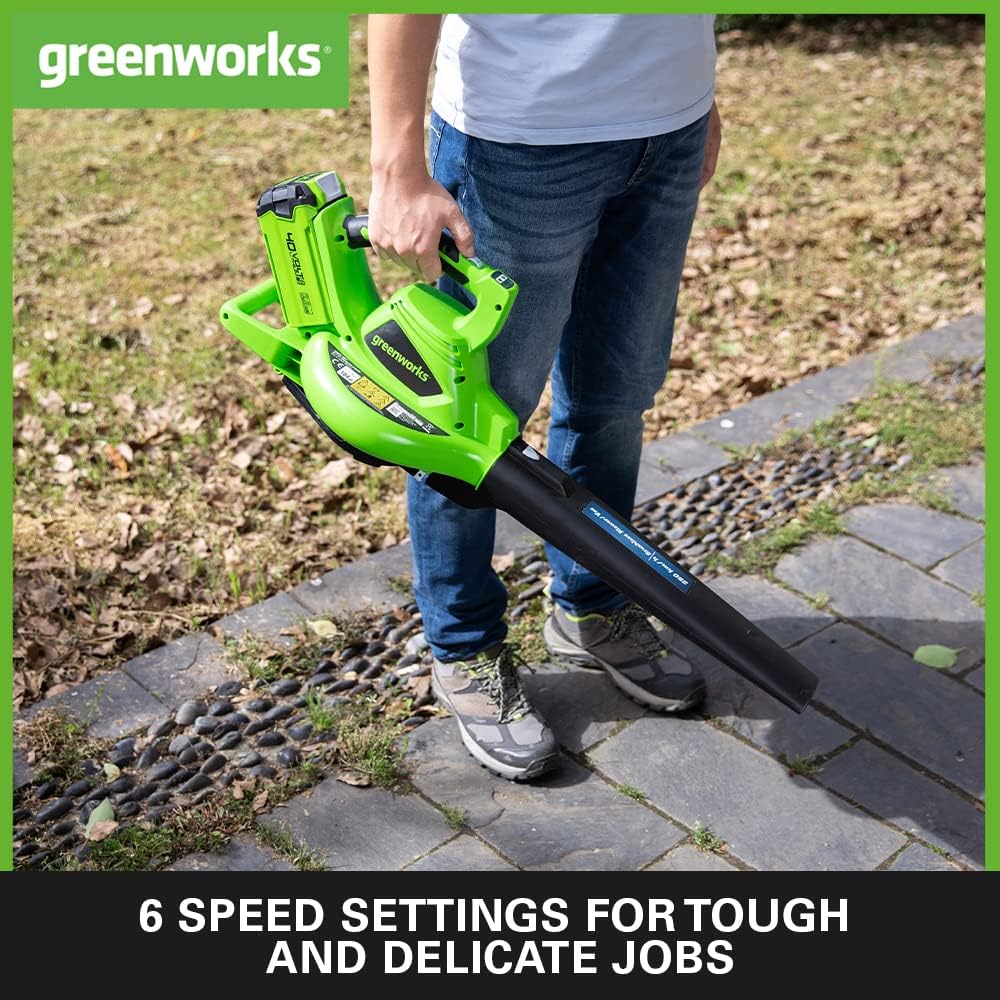 Greenworks GD40BVK2X Cordless Leaf Blow Vac with Brushless Motor, 280km/h, 9.63m³/min, 45L Mulching Bag , Two of 40V 2Ah Batteries Charger, 3 Year Guarantee : Amazon.co.uk: Garden