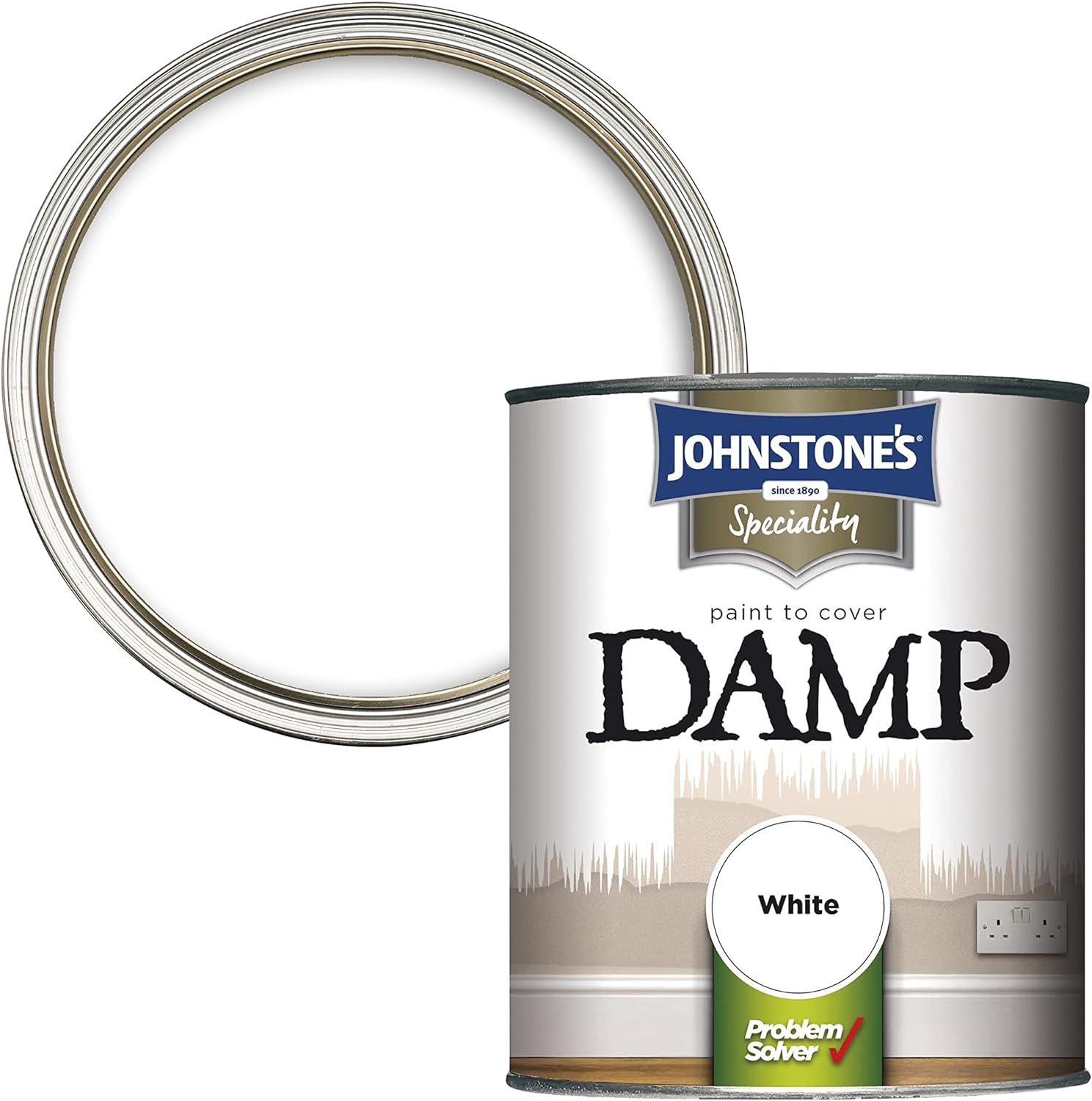 Johnstones 307955 Paint to Cover Damp White, 750ml