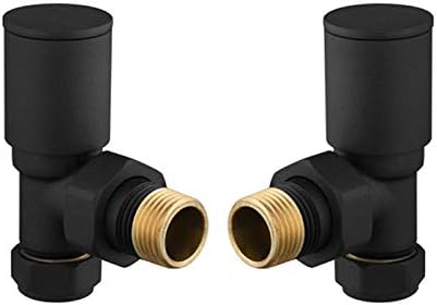 Myhomeware Home Standard Radiator Valves For Central Heating (Pair) and Colors For Designer Bathroom (Black Angled 15mm)