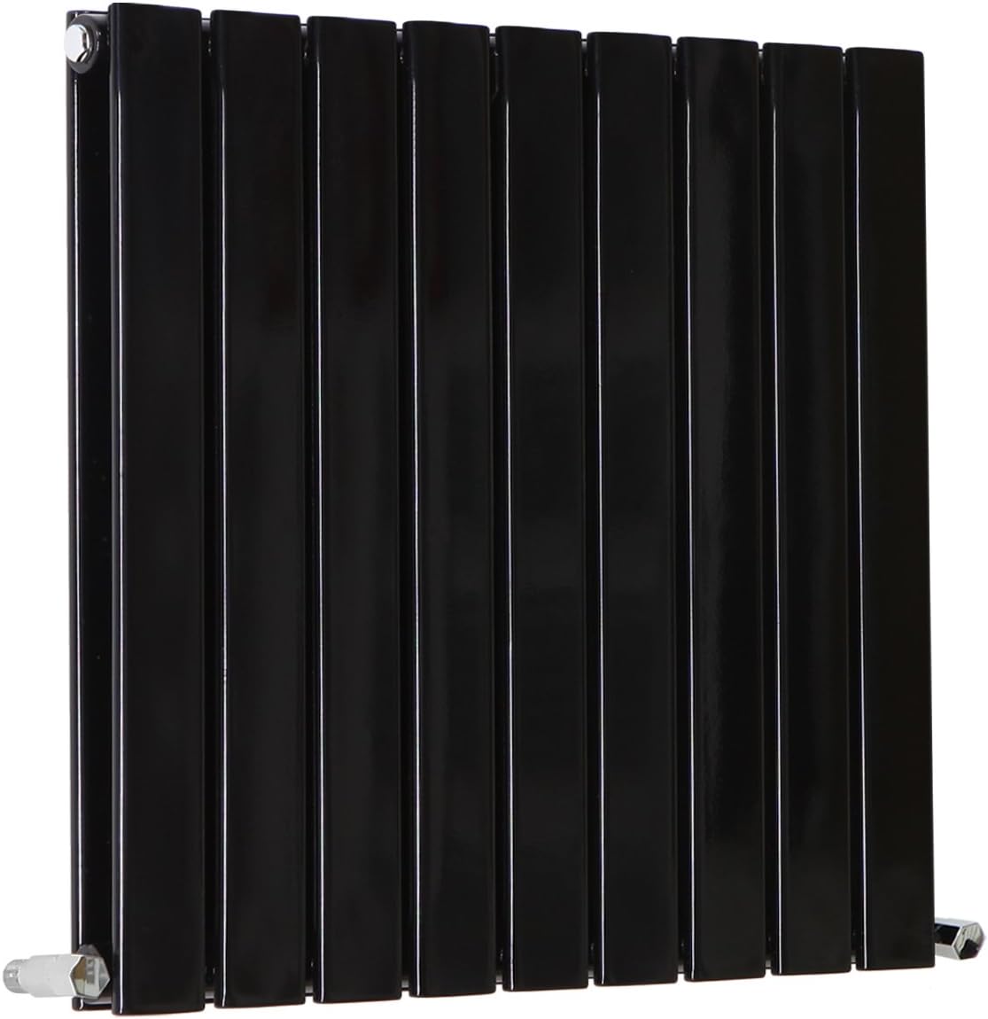 NRG Designer Flat Panel Radiator Horizontal Double Column Bathroom Central Heating Space Saving Radiators - Black 600mm x 612mm