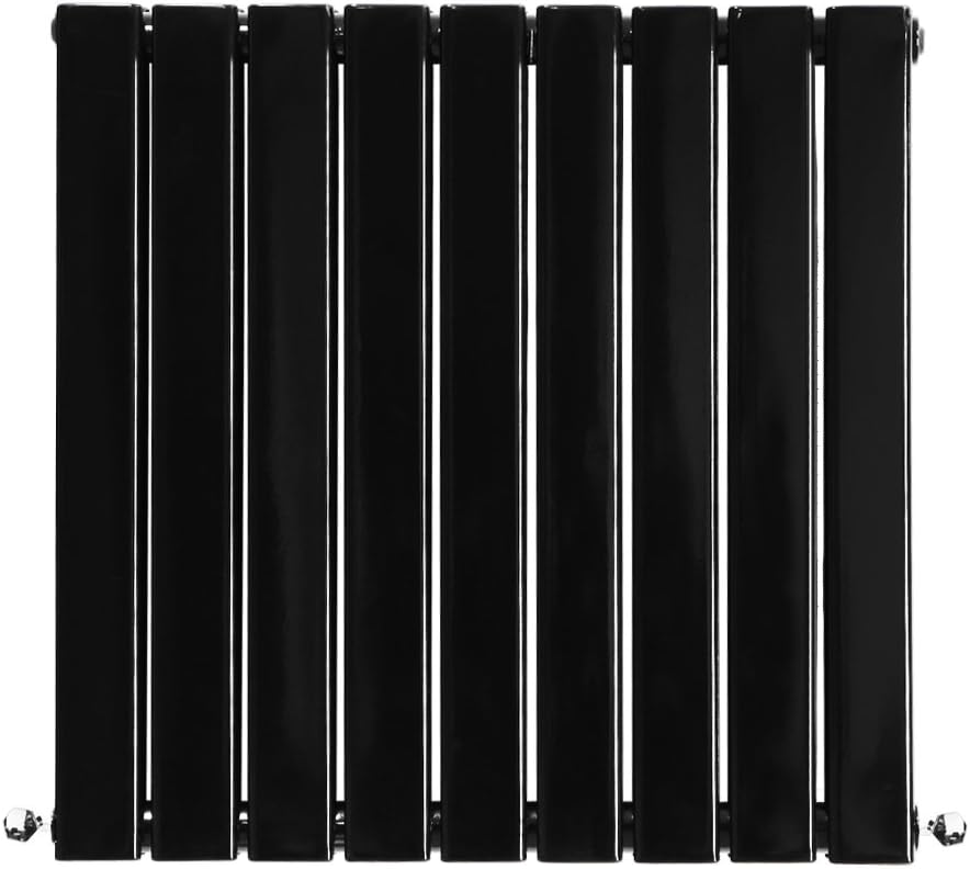 NRG Designer Flat Panel Radiator Horizontal Double Column Bathroom Central Heating Space Saving Radiators - Black 600mm x 612mm