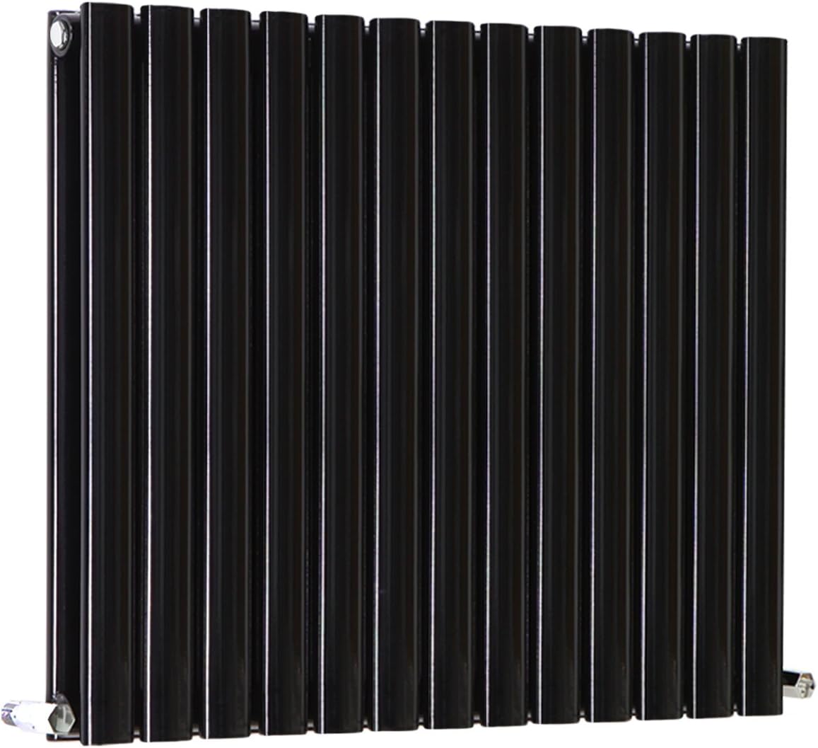 NRG Premium Black 600mm x 767mm Double Oval Column Panel Designer Radiator Central Heating Radiators