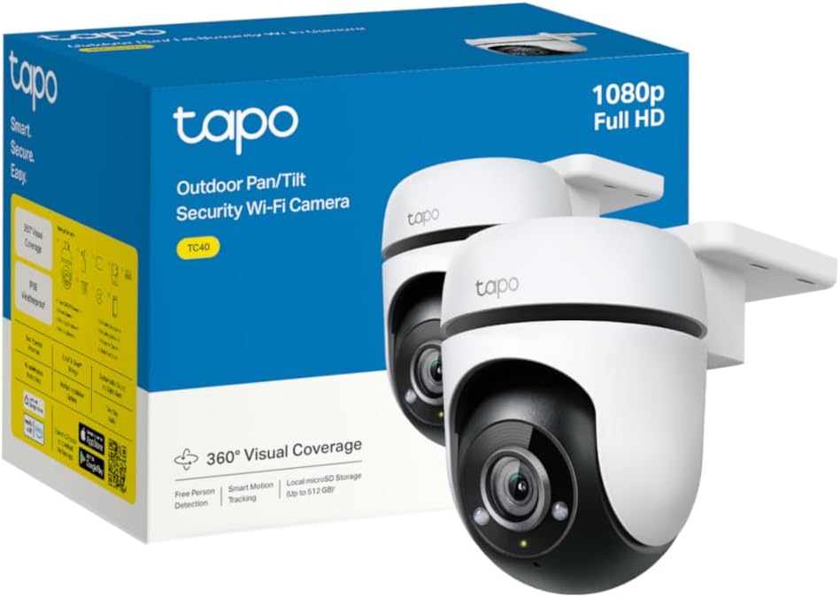 Tapo Pan/Tilt Smart Security Camera, Indoor CCTV, 360° Rotational Views, Works with AlexaGoogle Home, No Hub Required, 1080p, 2-Way Audio, Night Vision, SD Storage, Device Sharing (Tapo C200)