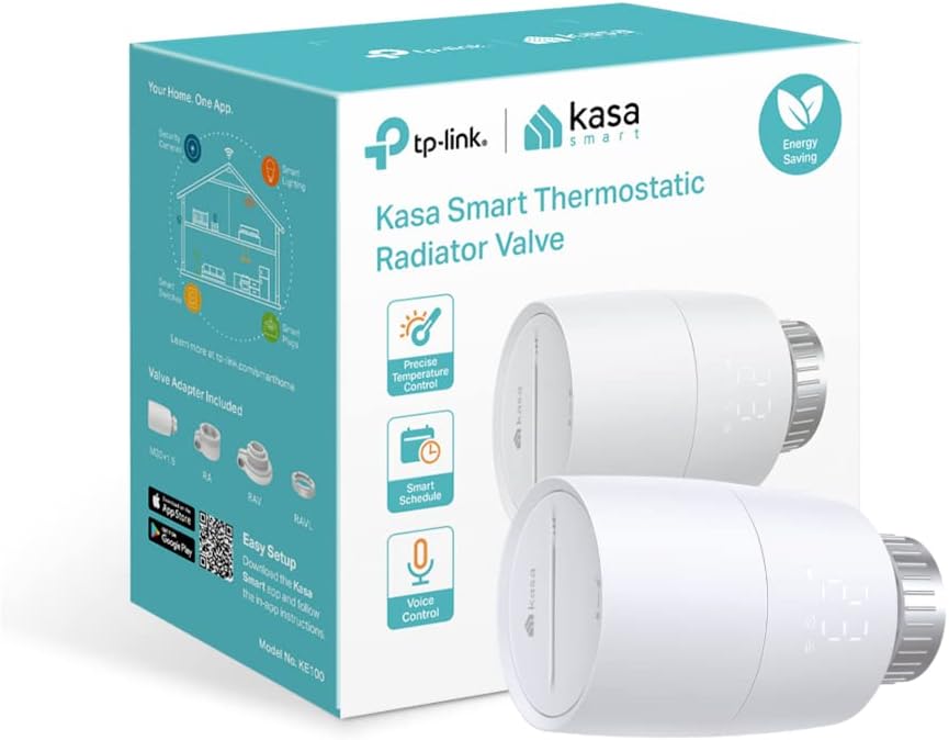 TP-Link Kasa Smart Radiator Thermostat Add On, Smart Radiator Valve, Energy Saving, LED display, Smart Schedule, Works with Alexa Google Home, Easy installation(KE100)