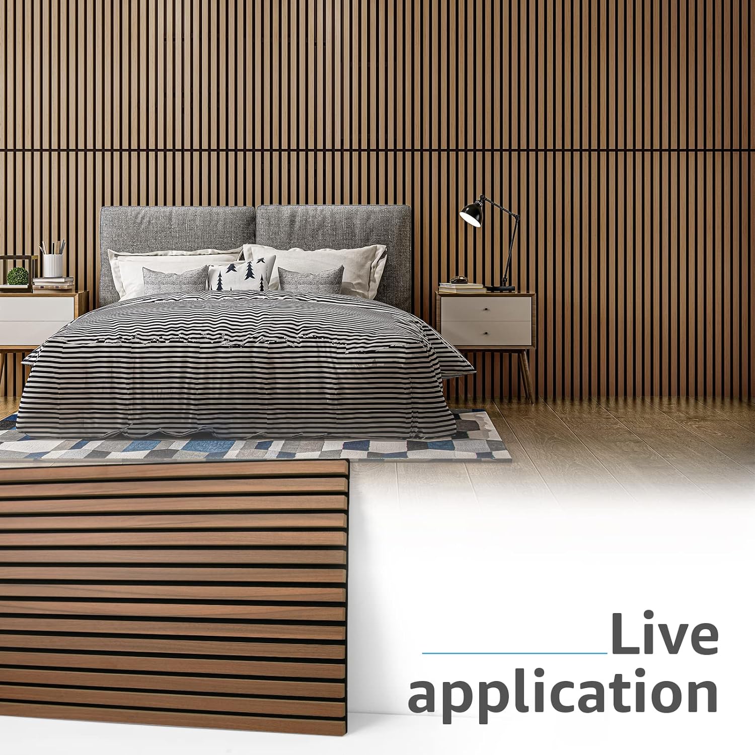 Art3d 2 Wood Slat Acoustic Panels for Wall and Ceiling - 3D Fluted Sound Absorbing Panel with Wood Finish - Walnut, A31115P2