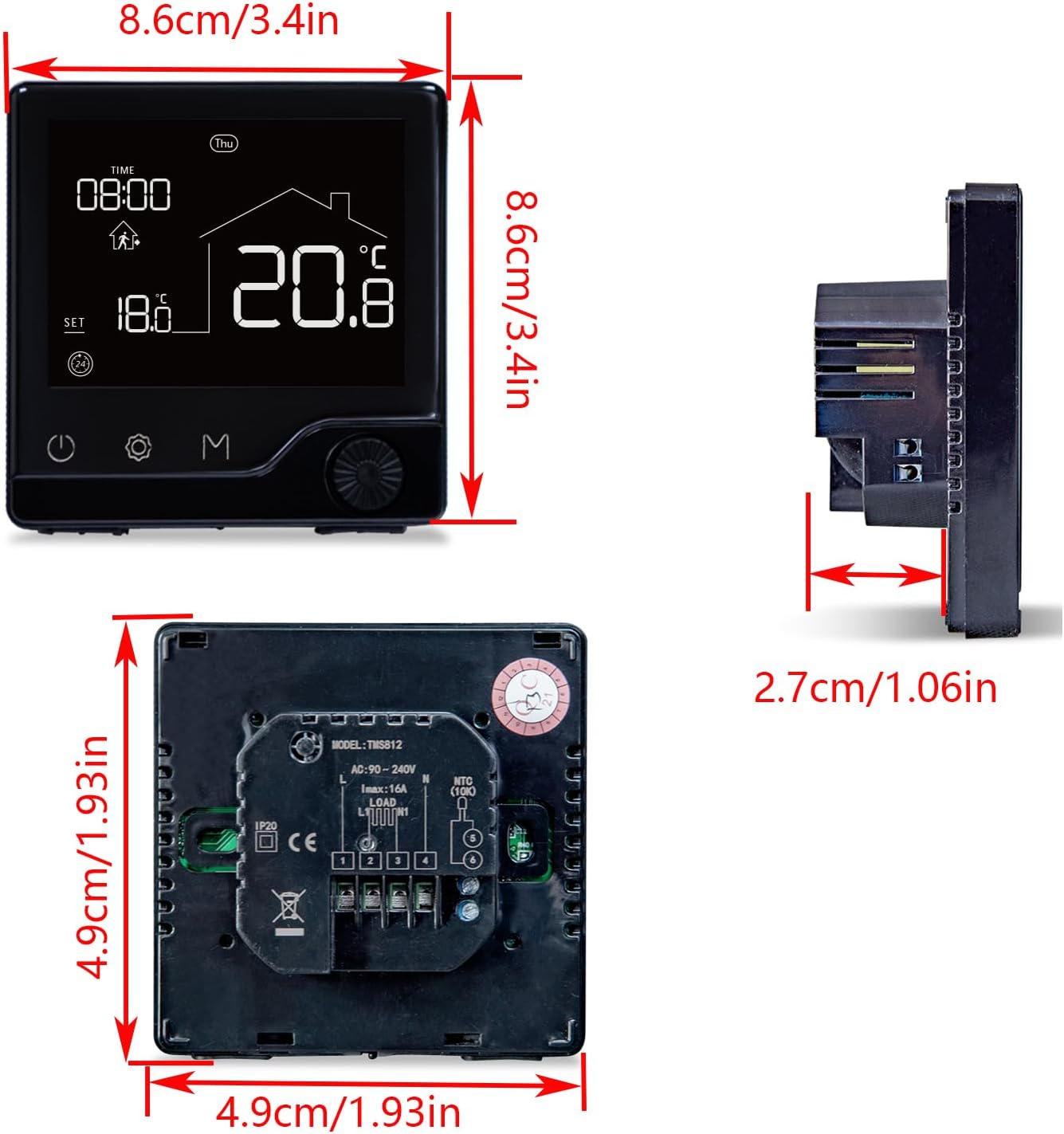 Digital Proframmable Thermostat Electric Heating Temperature Controller Smart Underfloor Floor Heating Thermostat